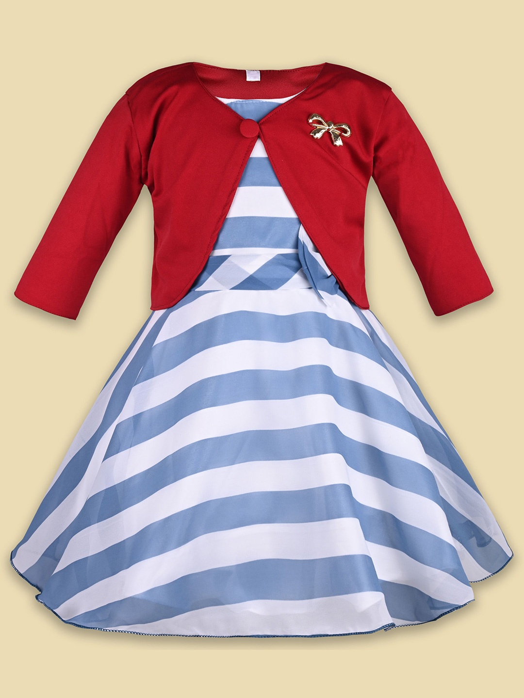 

Wish Karo Striped Georgette A-Line Dress, Blue