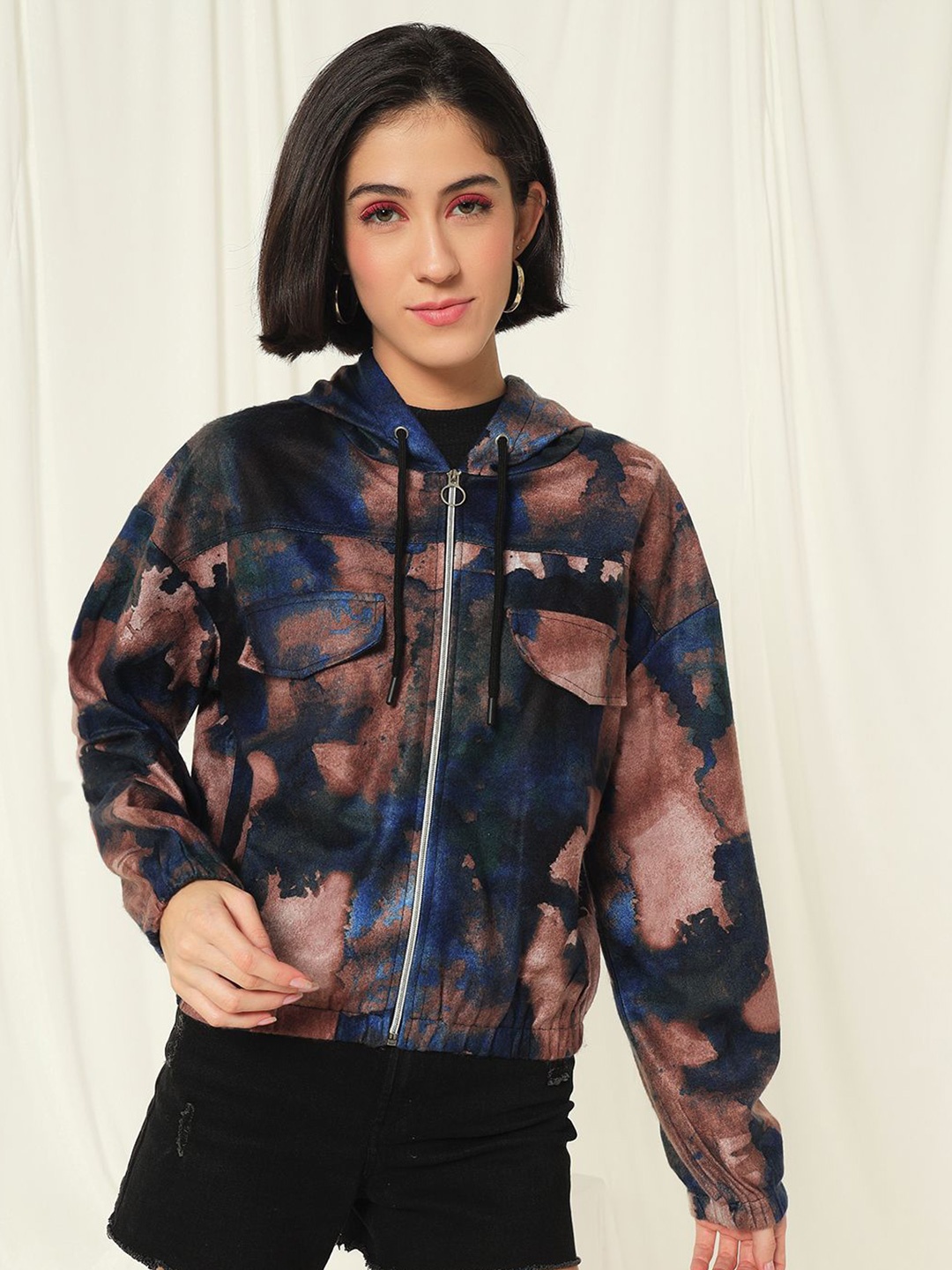 

TANDUL Women Checked Lightweight Bomber Jacket, Multi