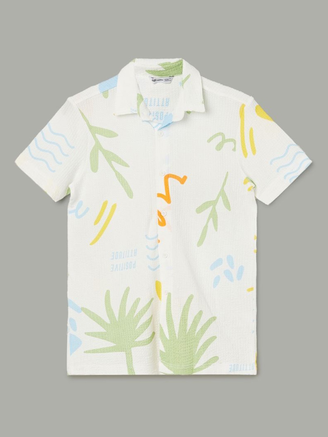 

Fame Forever by Lifestyle Boys Cutaway Collar Floral Printed Casual Shirt, Off white