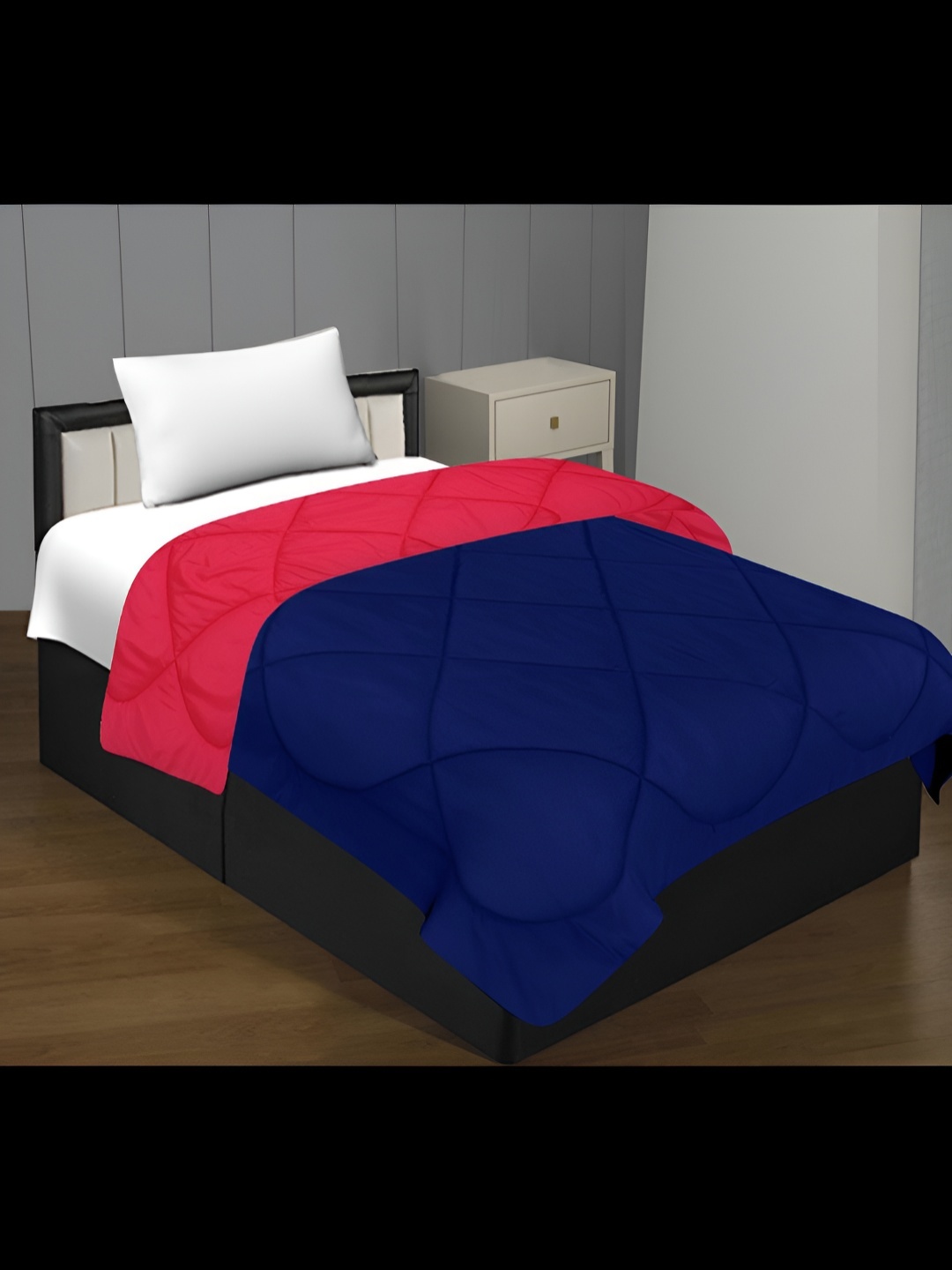 

BED-SHEET.COM Red & Blue Microfiber Mild Winter 300 GSM Single Bed Comforter