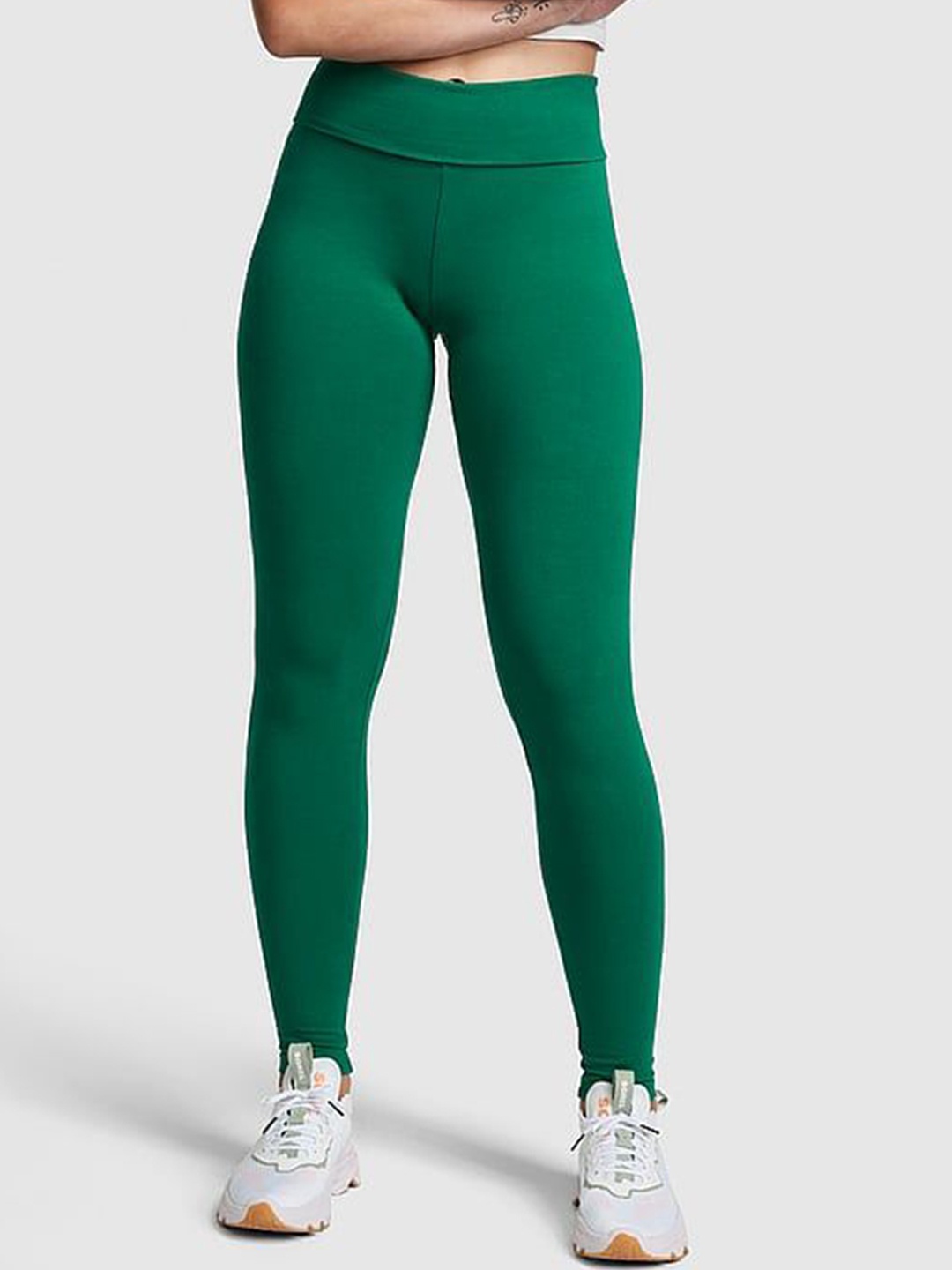 

Victoria's Secret PINK Women Mid-Rise Foldover Tights, Green
