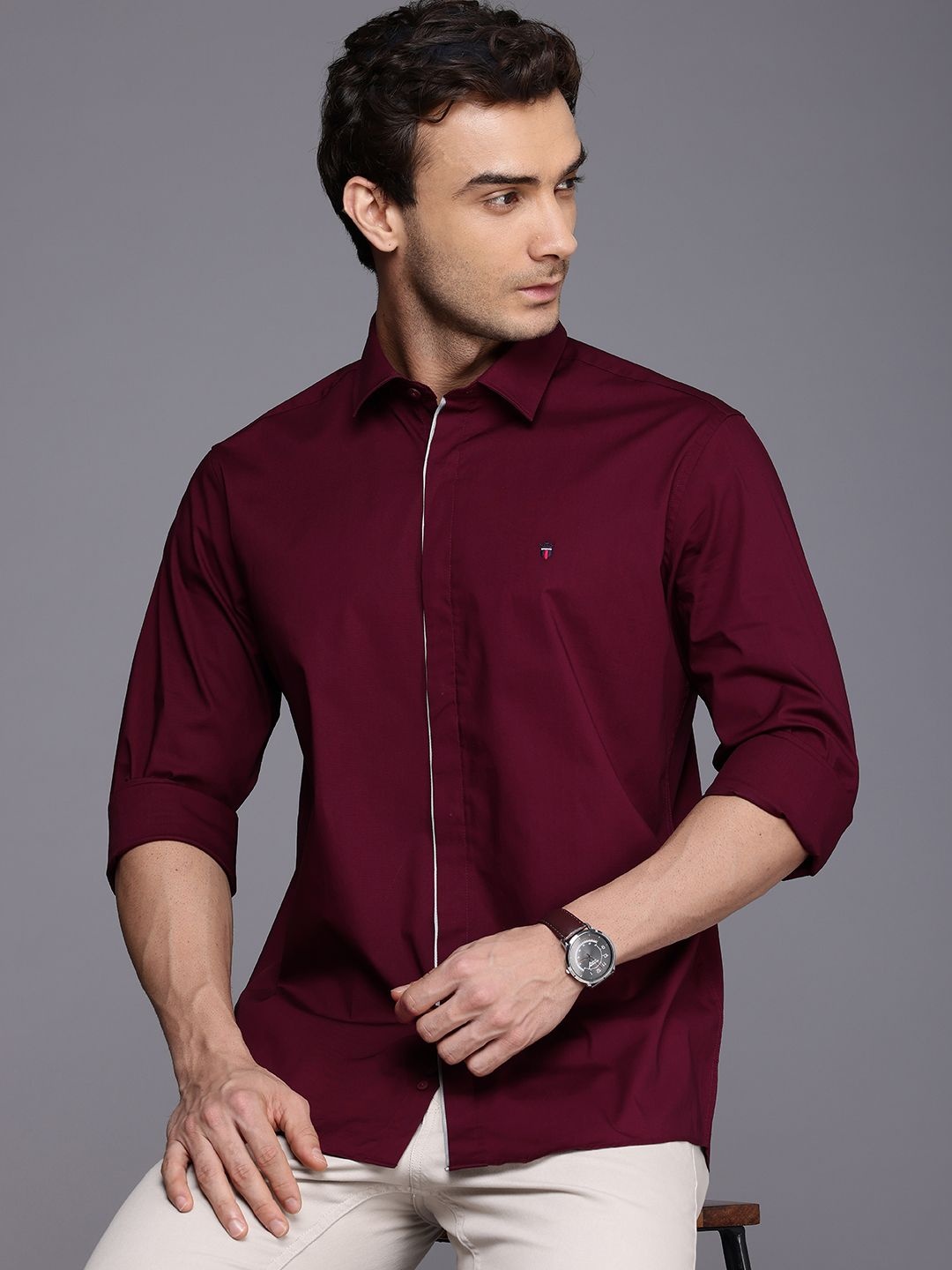 

Louis Philippe Sport Slim Fit Cutaway Collar Casual Shirt, Maroon