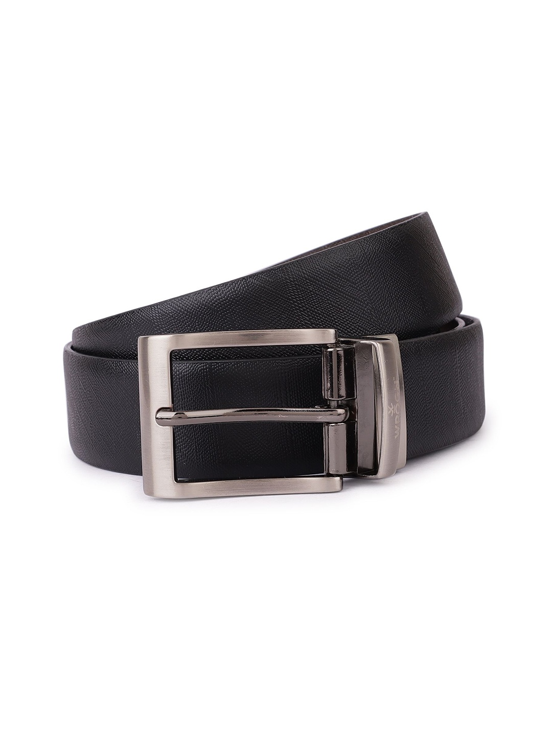 

WROGN Men Printed Leather Tang Reversible Belt, Black