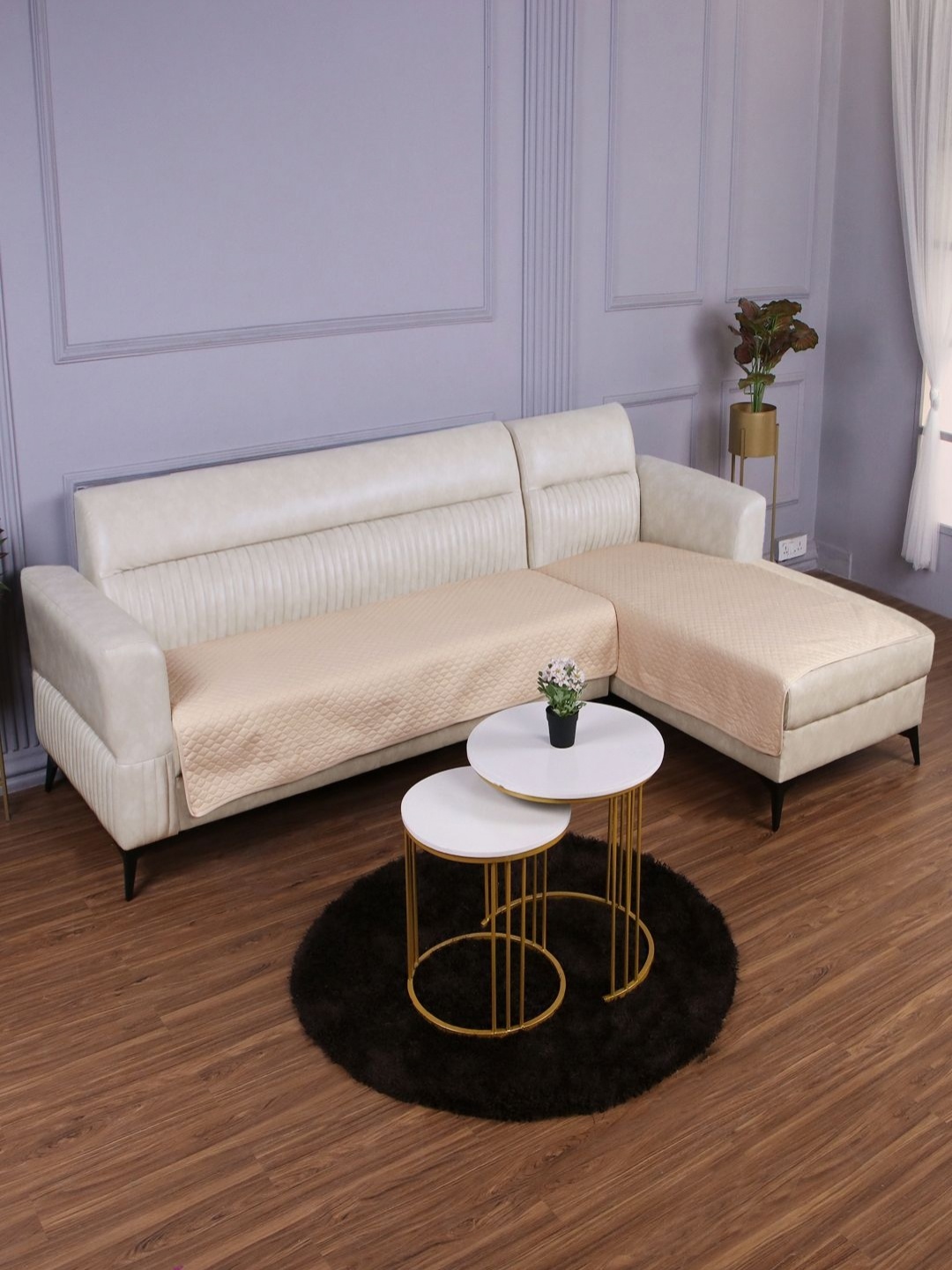 

HOKIPO Beige 3+2 Seater L Shape Sofa Cover