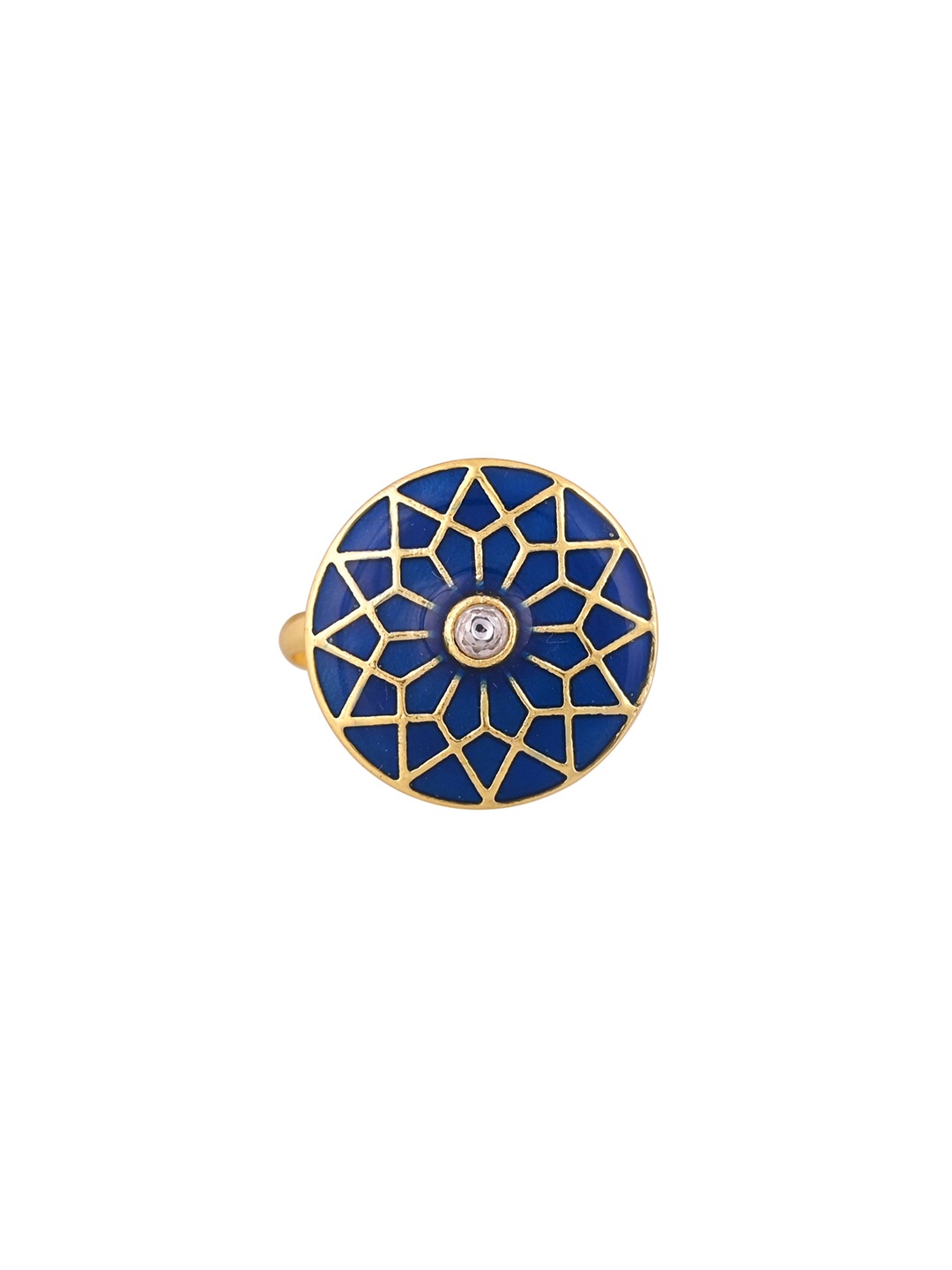 

House of Pataudi Gold Plated Enamelled Cubic Zirconia Floral Charm Finger Ring