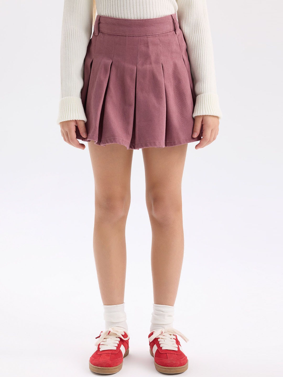 

DeFacto Girls Cotton Pleated Mini Skirt, Pink