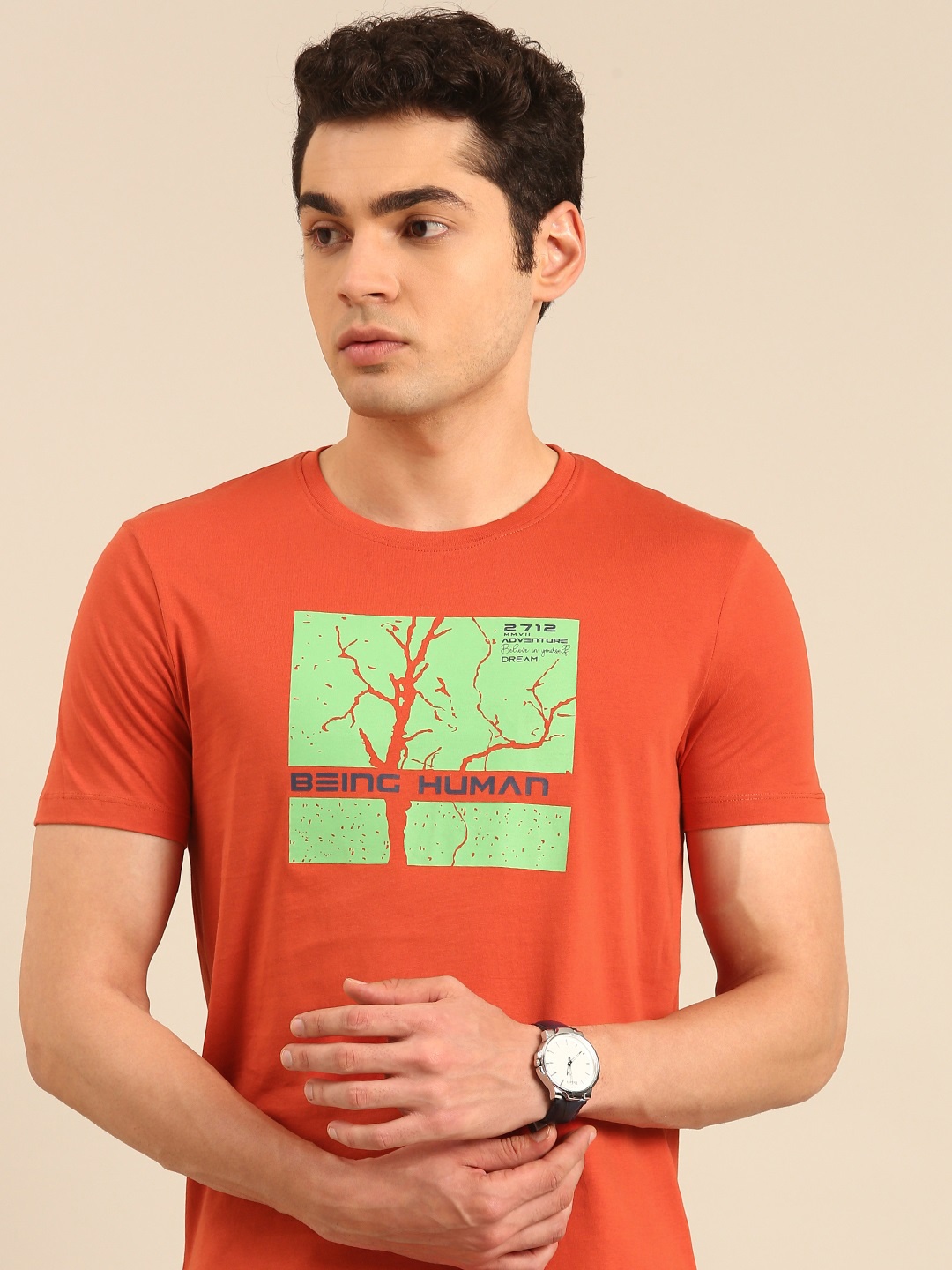 

Being Human Printed Pure Cotton T-shirt, Rust