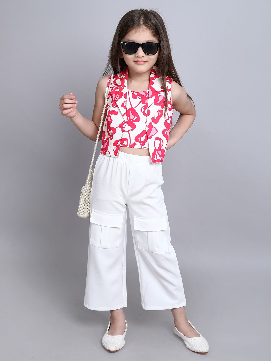 

taffykids Girls Printed Top, White