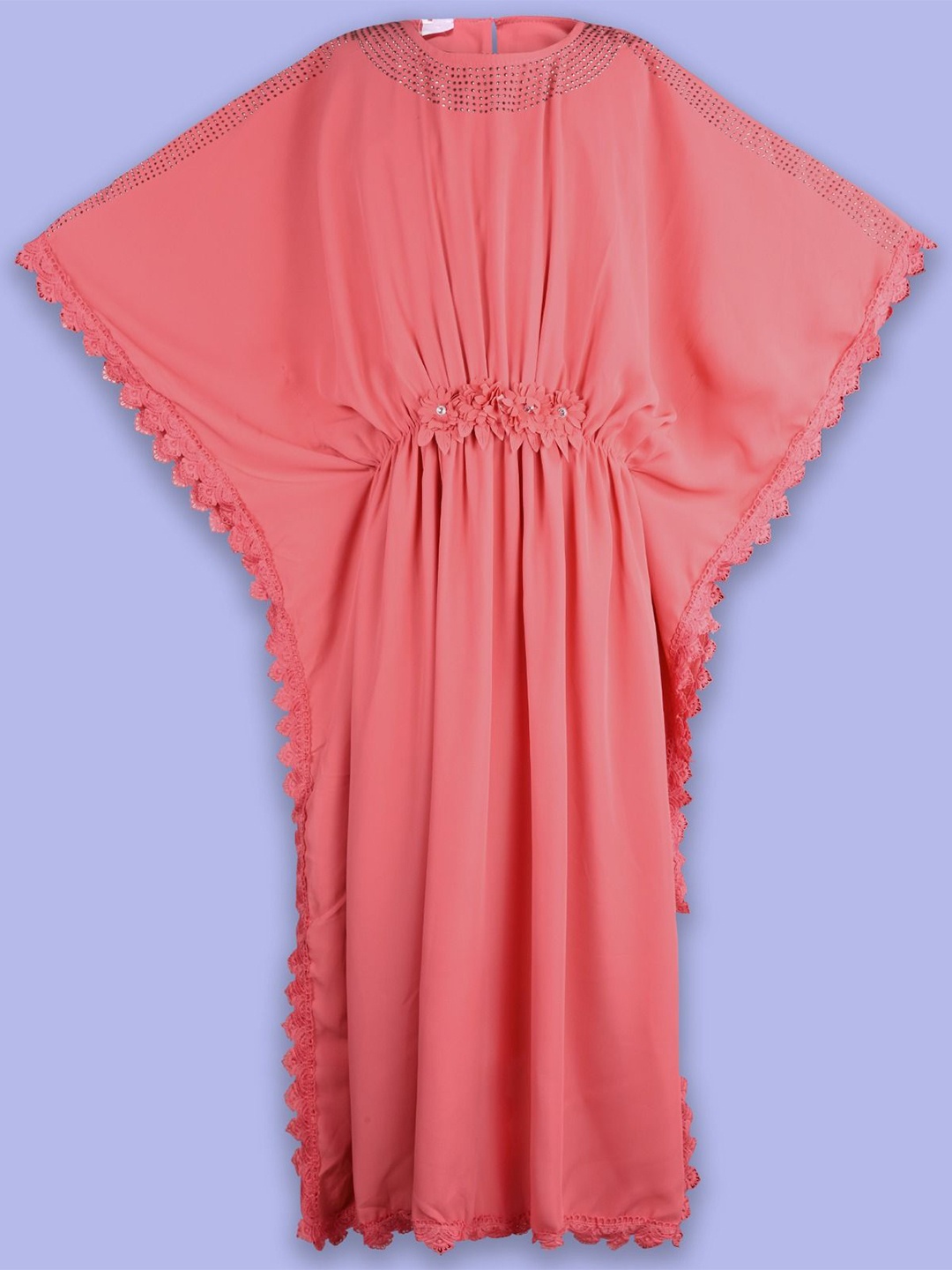 

Wish Karo Kimono Sleeve Satin Fit & Flare Dress, Pink