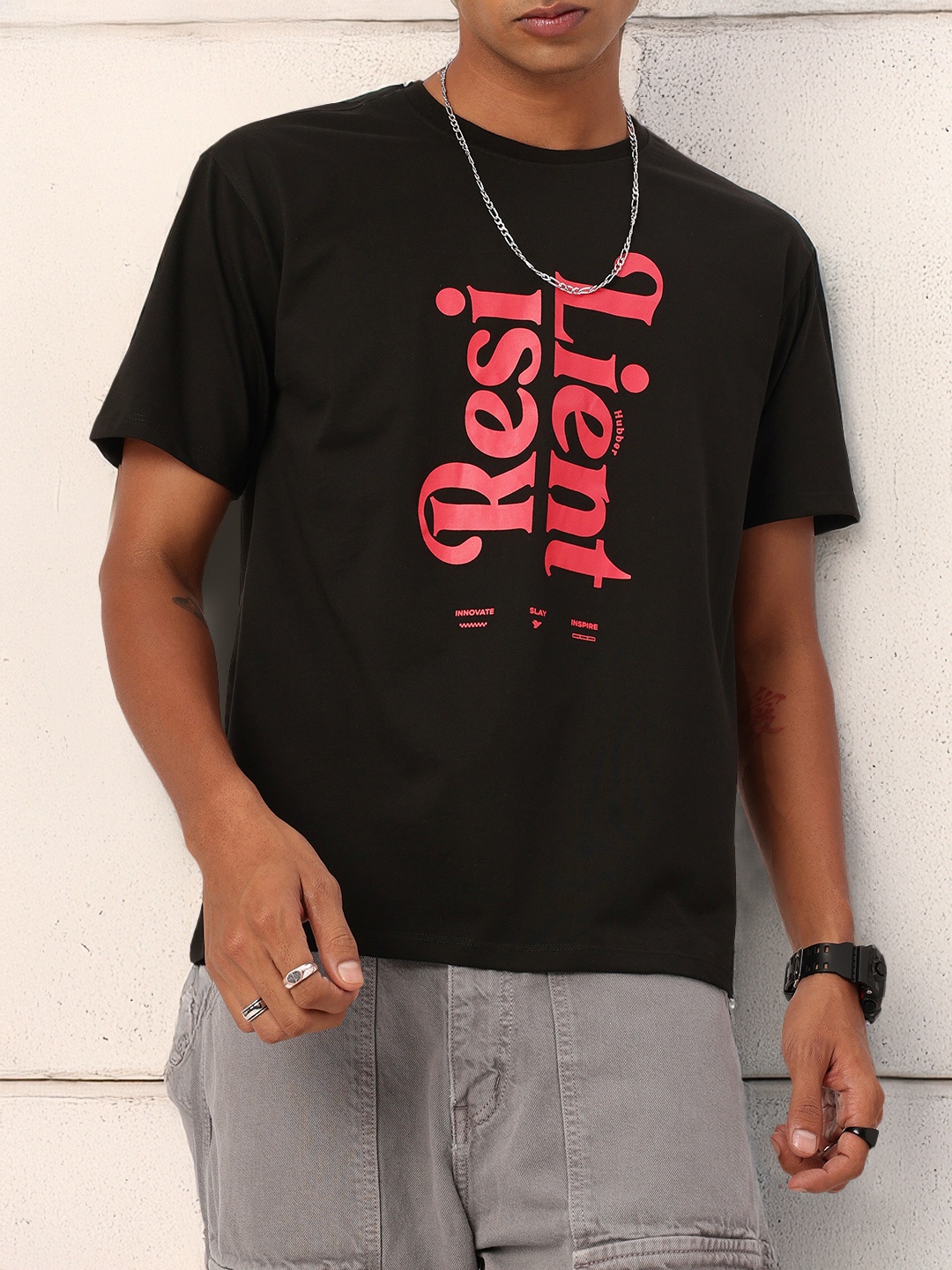 

Kook N Keech Street Grunge Typography Printed Relaxed Fit T-shirt, Black