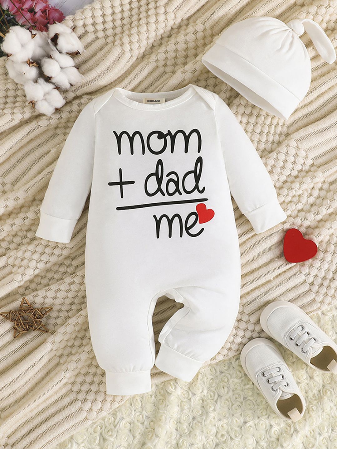 

INCLUD Infant Boys Printed Rompers, White
