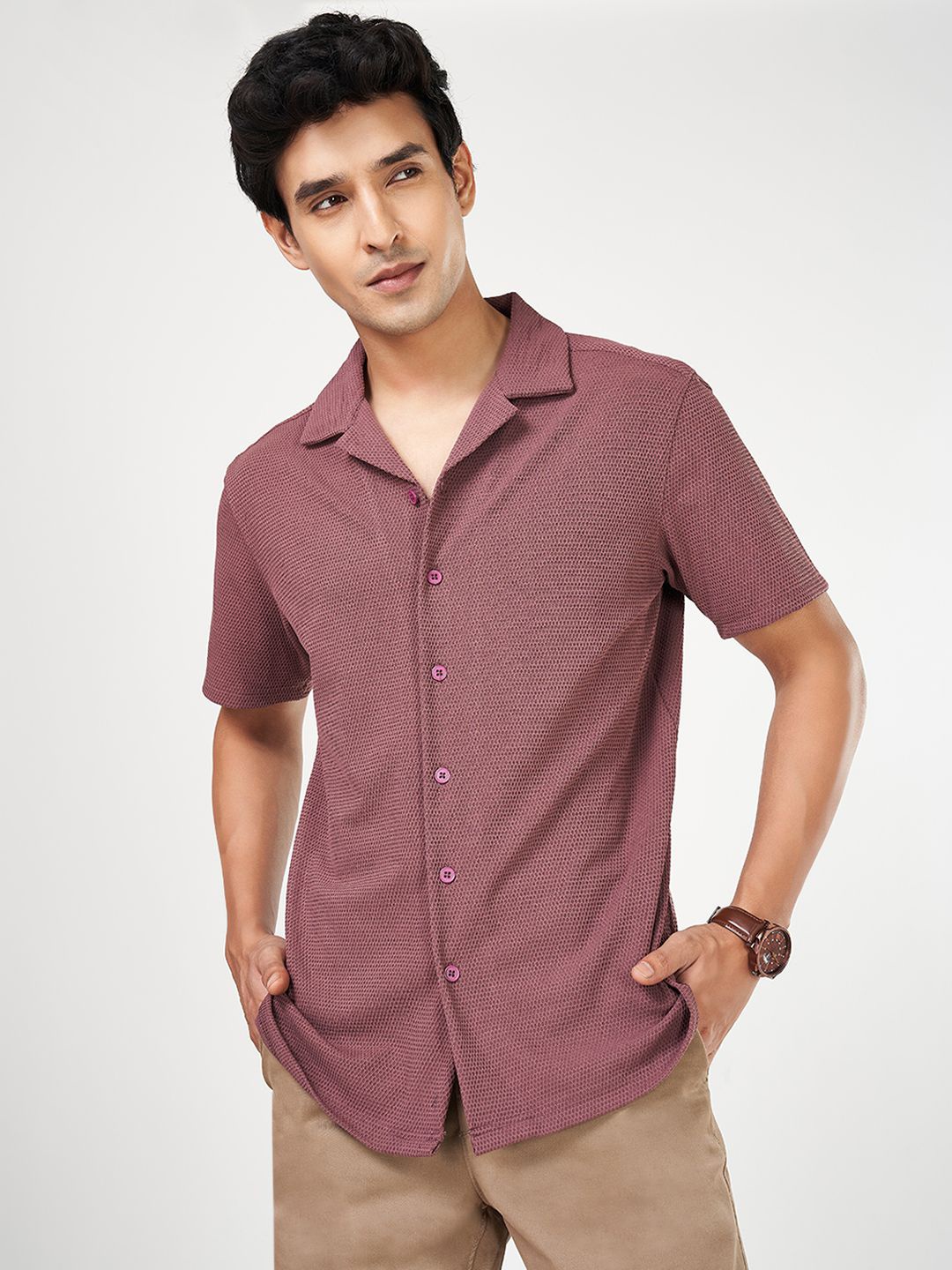 

BYFORD by Pantaloons Men Slim Fit Opaque Casual Shirt, Red