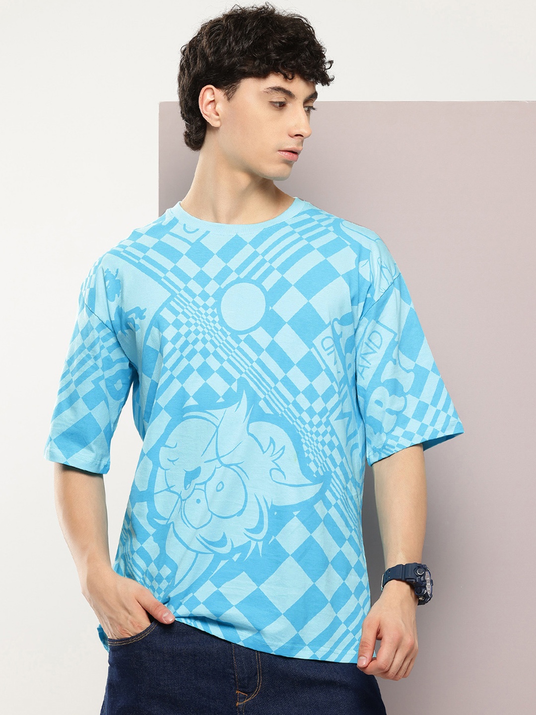 

Kook N Keech Toons Printed Pure Cotton Oversized T-shirt, Blue