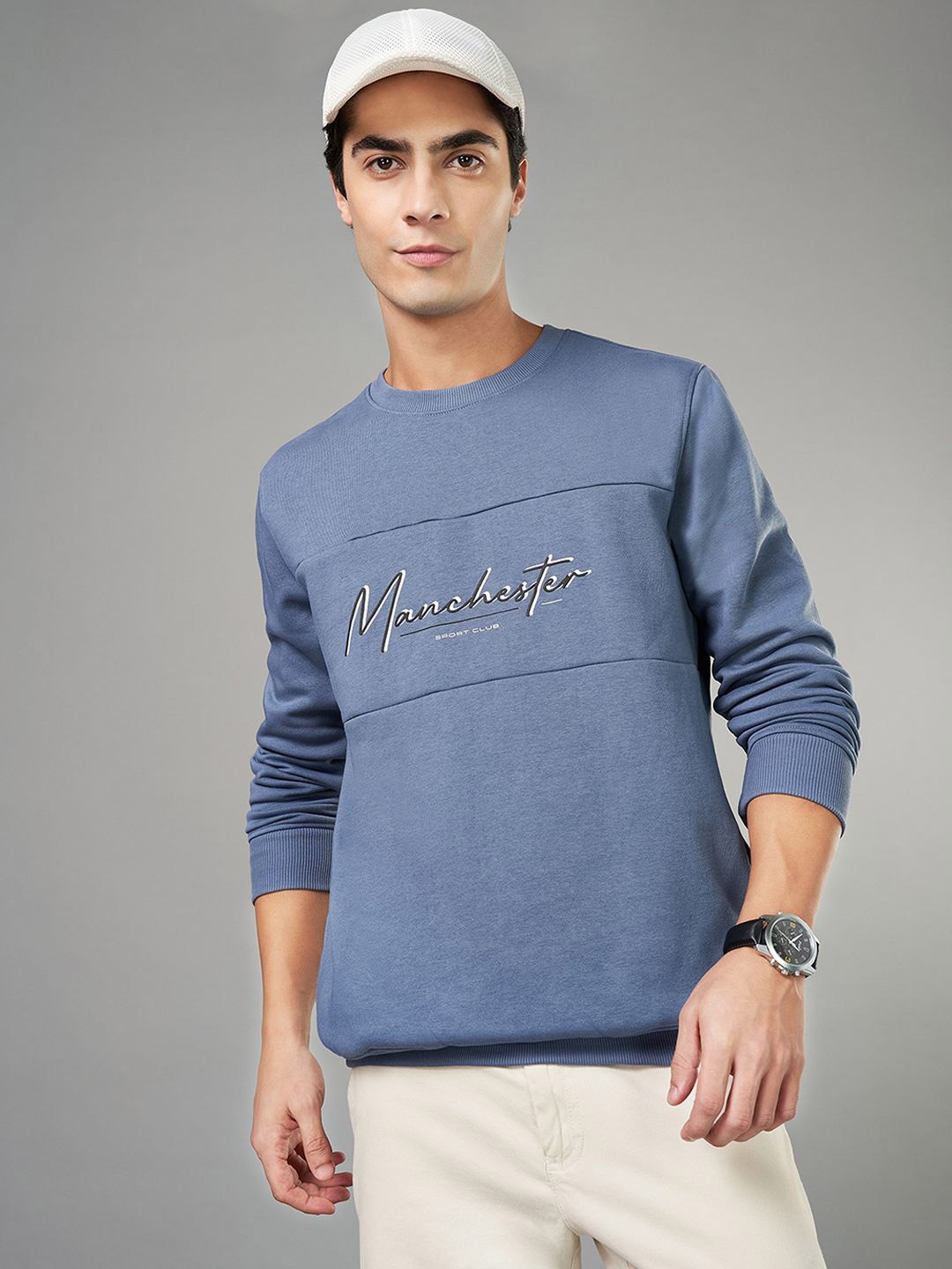 

BYFORD by Pantaloons Men Printed Round Neck Pullover Sweatshirt, Blue