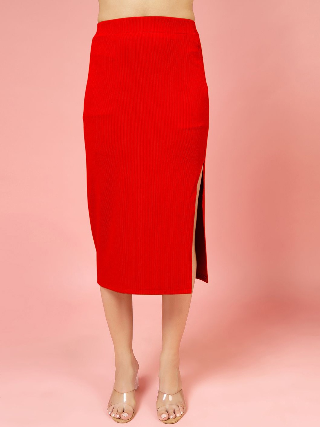 

Oomph! Pencil Midi Skirt, Red