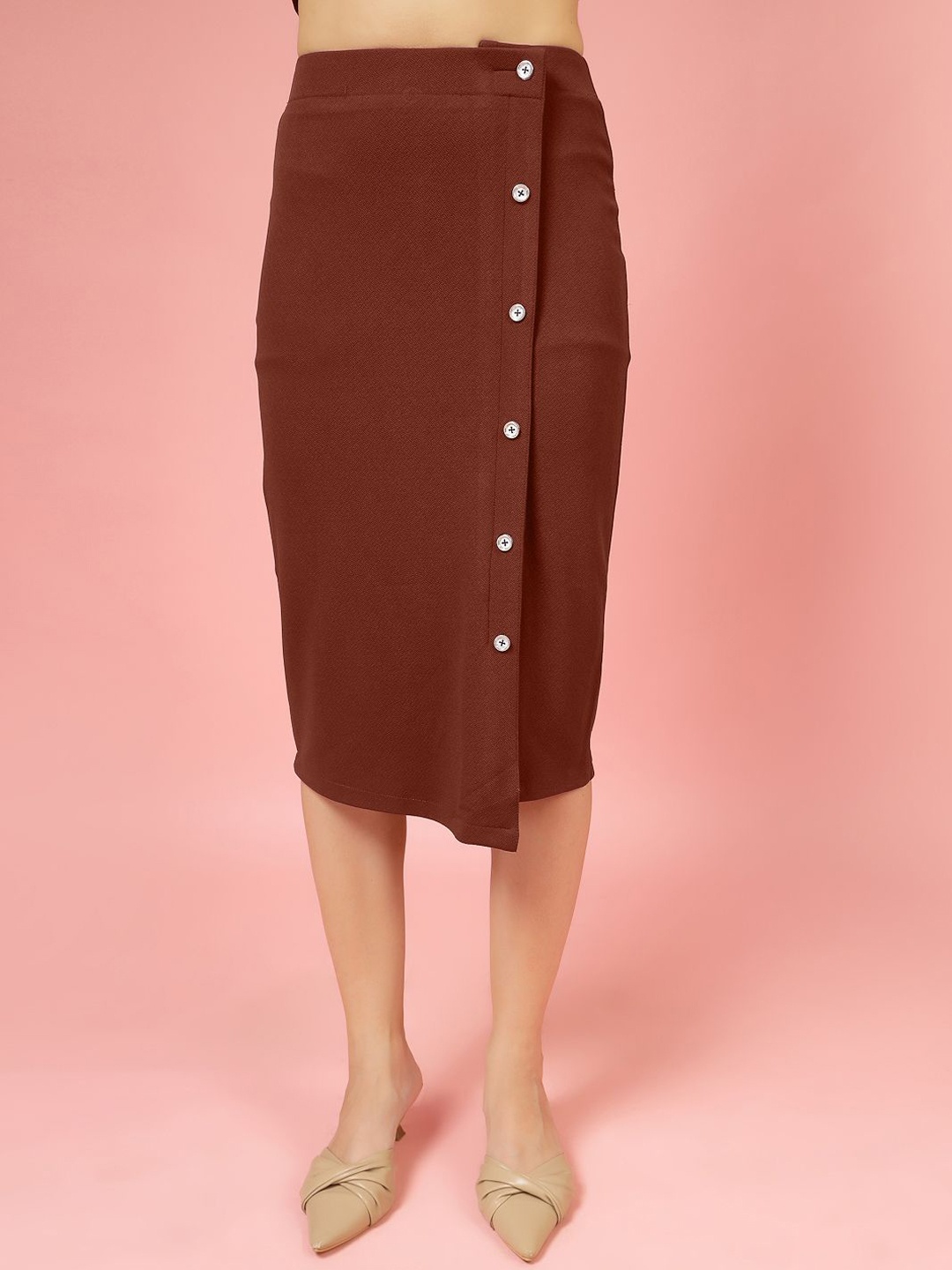 

Oomph! Pencil Midi Skirt, Brown