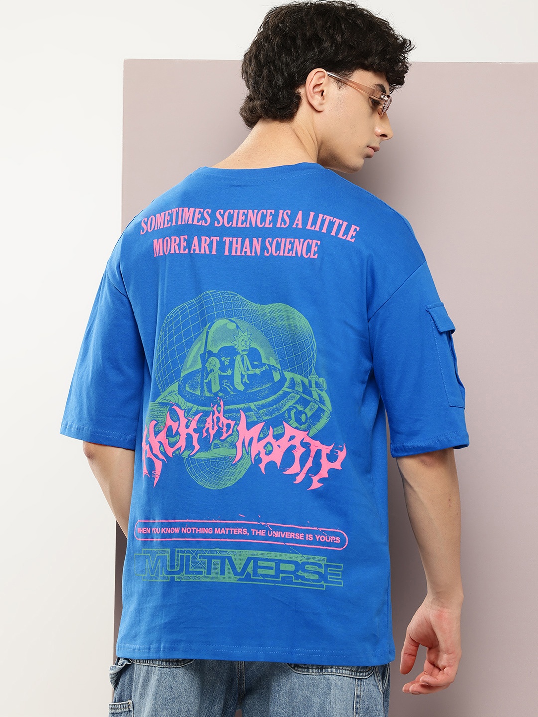 

Kook N Keech Pure Cotton Typo & Conversational Printed Oversized T-shirt, Blue