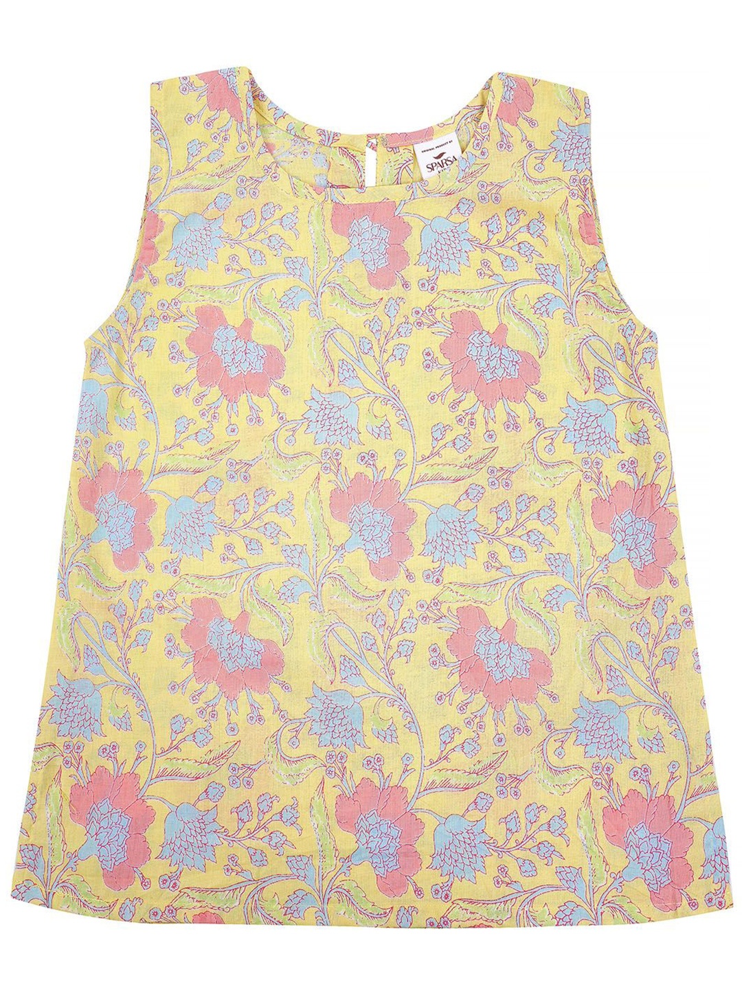 

SPARSA Floral Print Cotton Top, Yellow