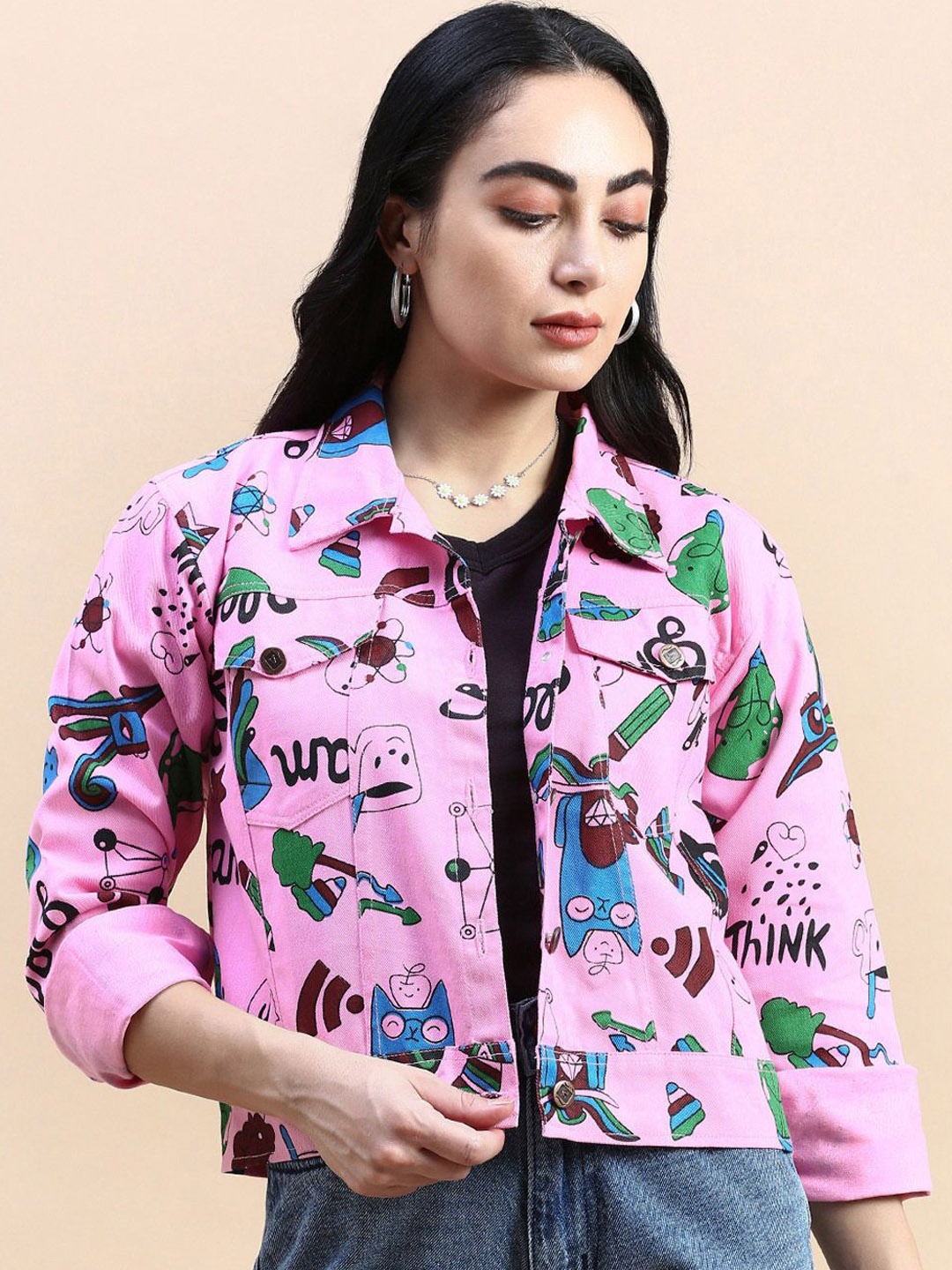 

VOXATI Women Bomber with Embroidered Jacket, Multi