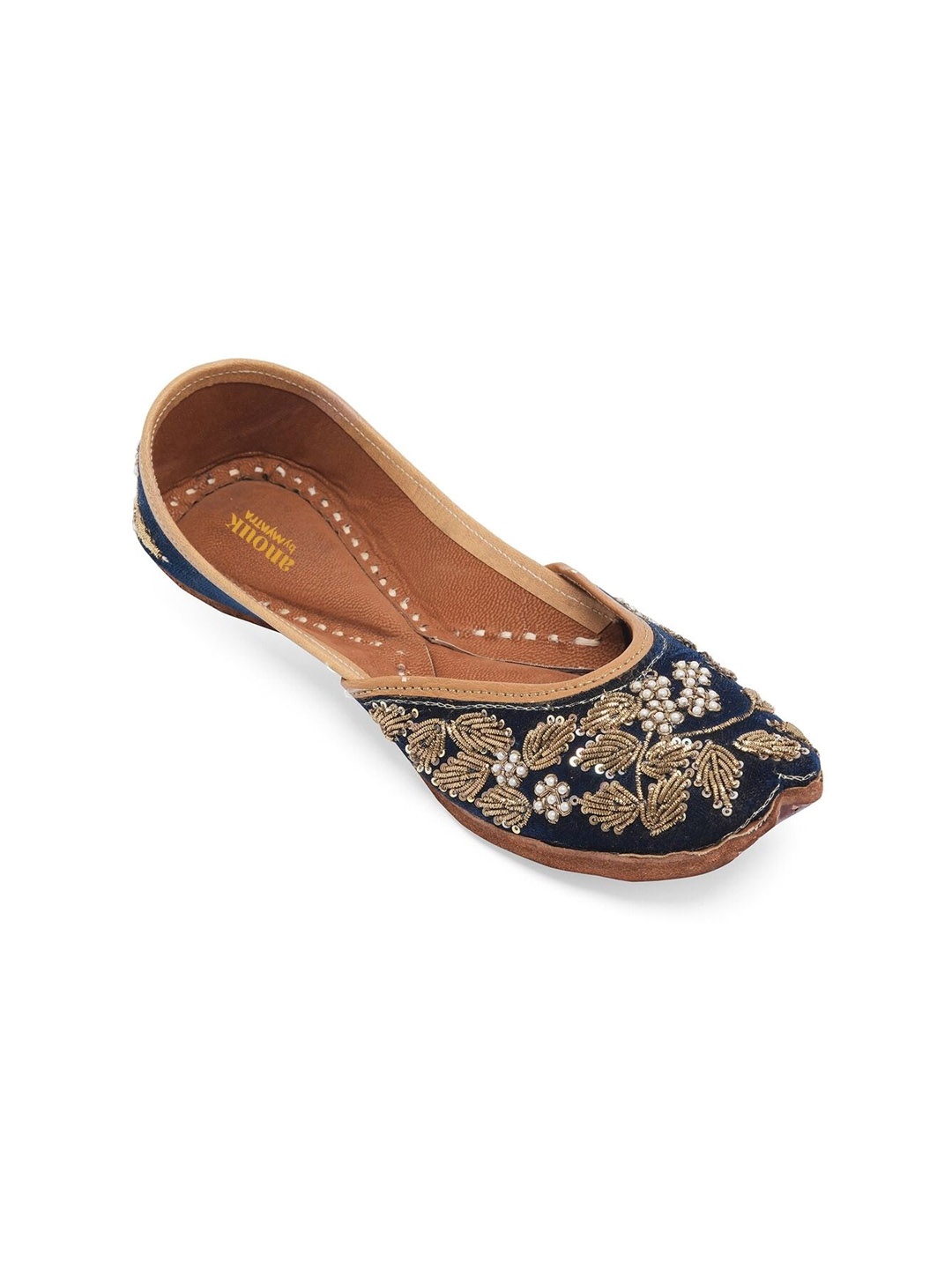 

Anouk Women Ethnic Mojaris with Embroidered Flats, Navy blue