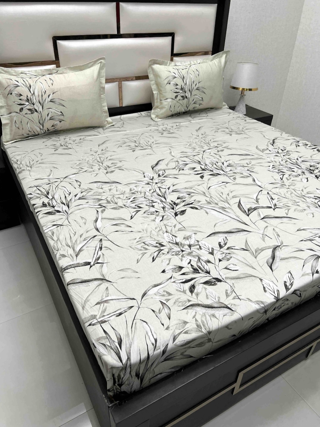 

Pure Decor Cotton King Size Double Bed Bedsheet With 2 Pillow Covers 2.74m X 2.74m, Beige
