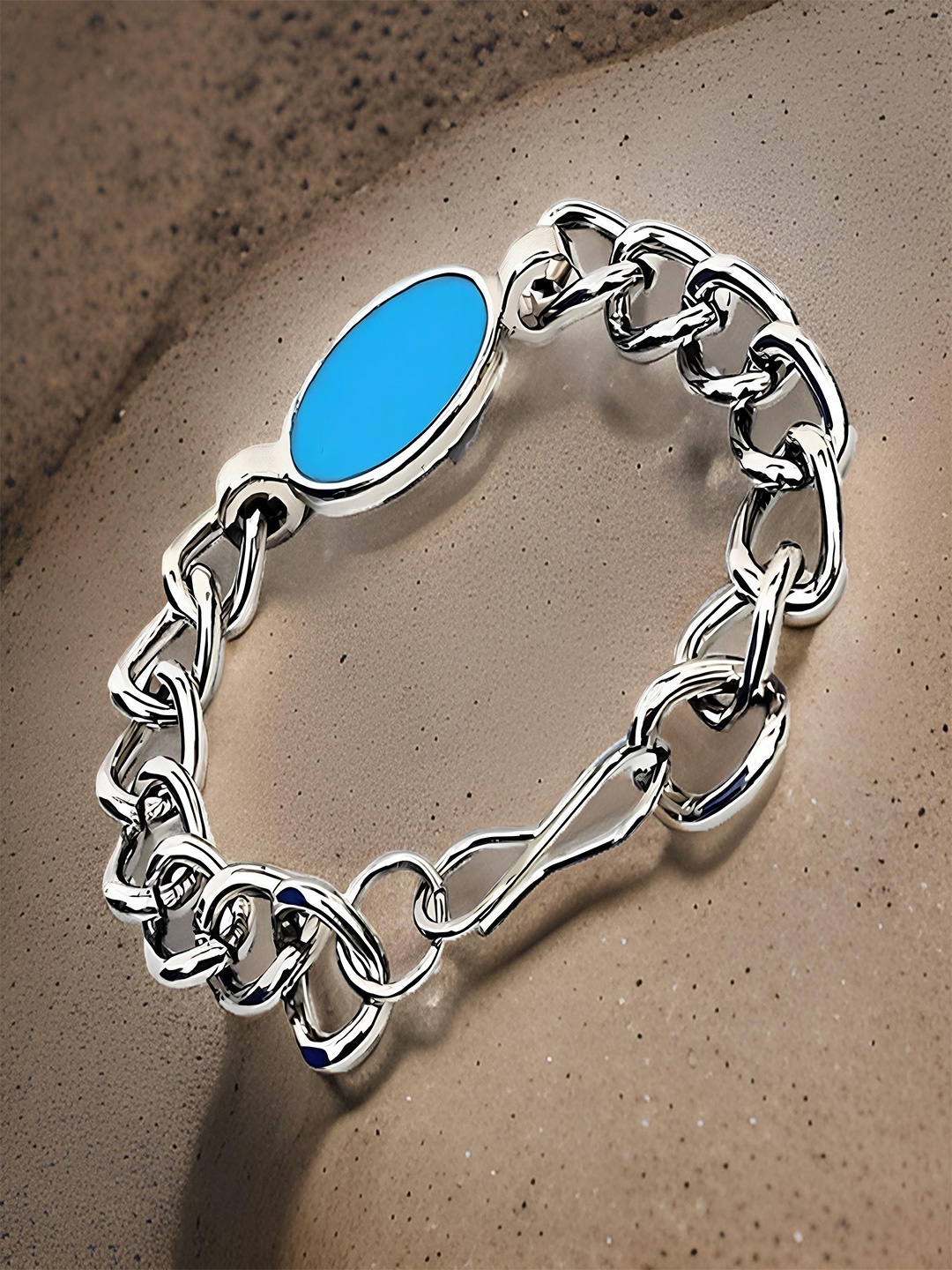 

RUHI COLLECTION Unisex Wood Oxidised Silver-Plated Charm Bracelet