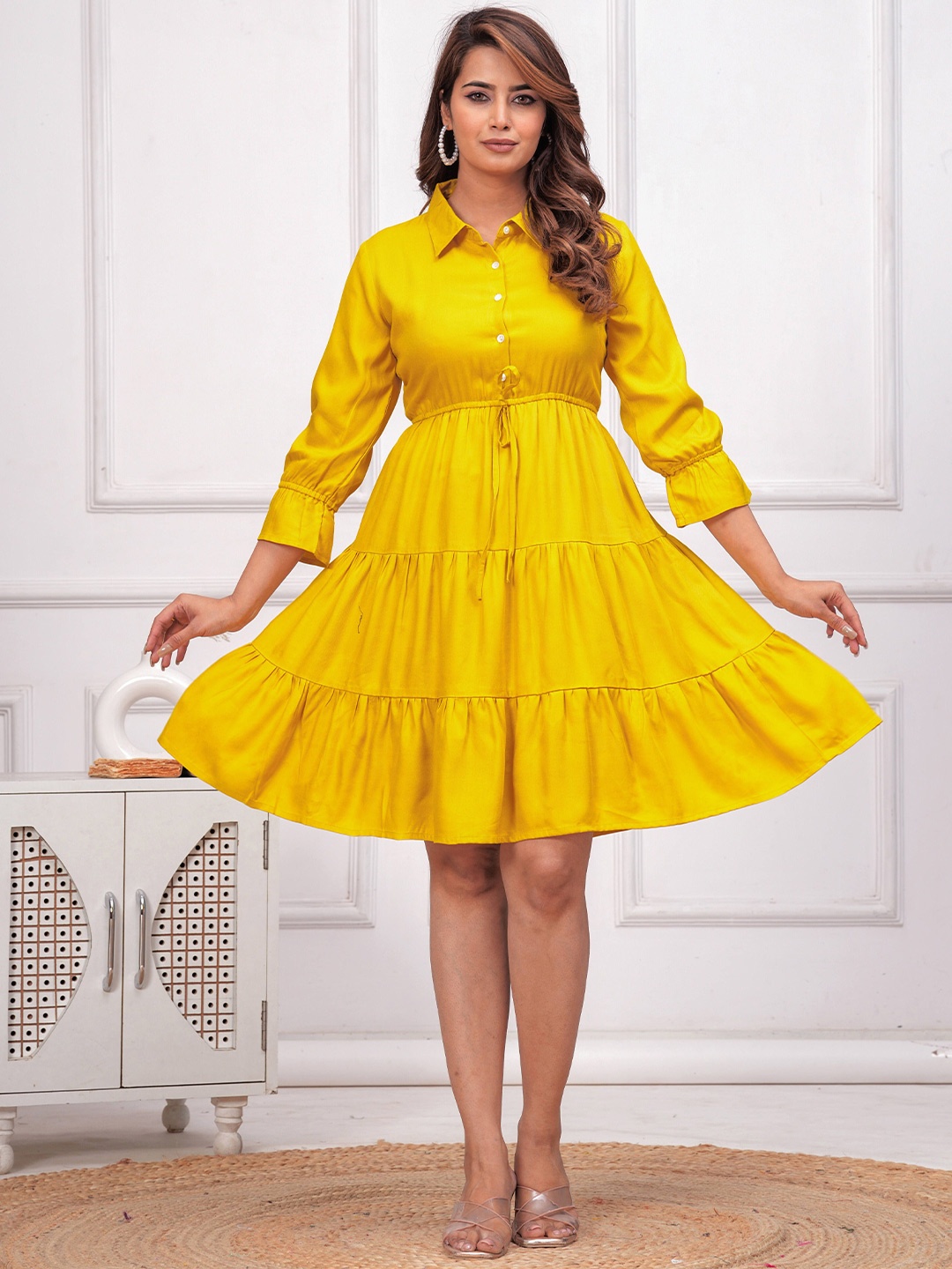 

SIDDHANAM Fit & Flare Dress, Yellow