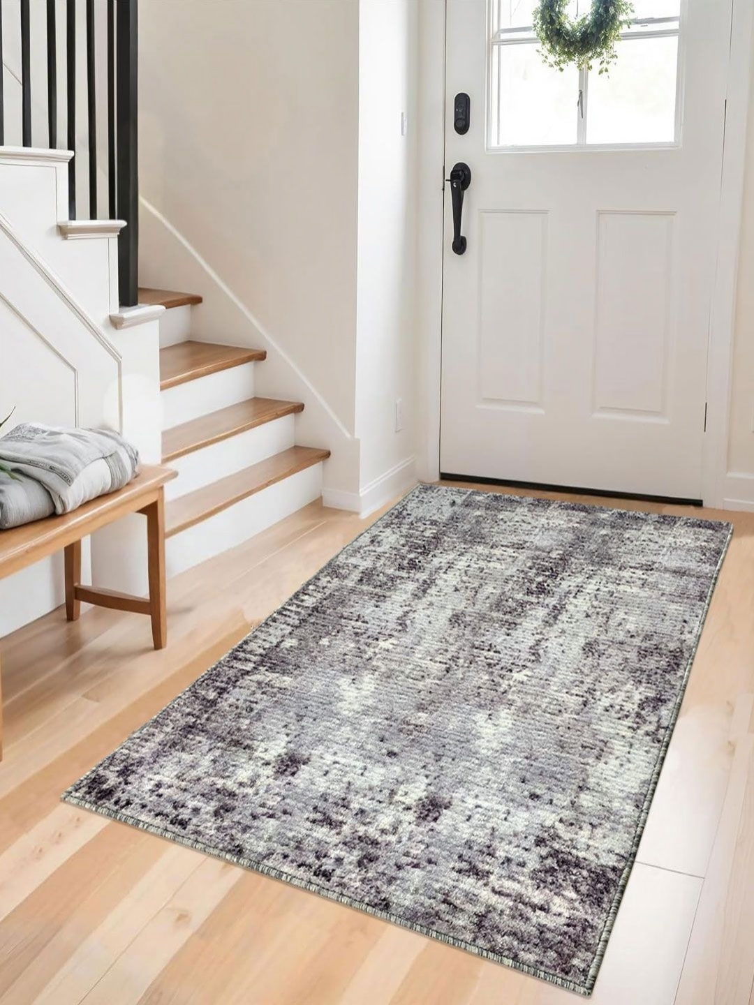 

LUXEHOME INTERNATIONAL Grey Abstract Anti-Skid Nylon Carpet