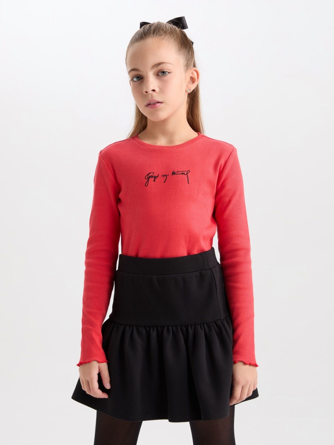 

DeFacto Girls Typography Printed Cut Outs T-shirt, Na