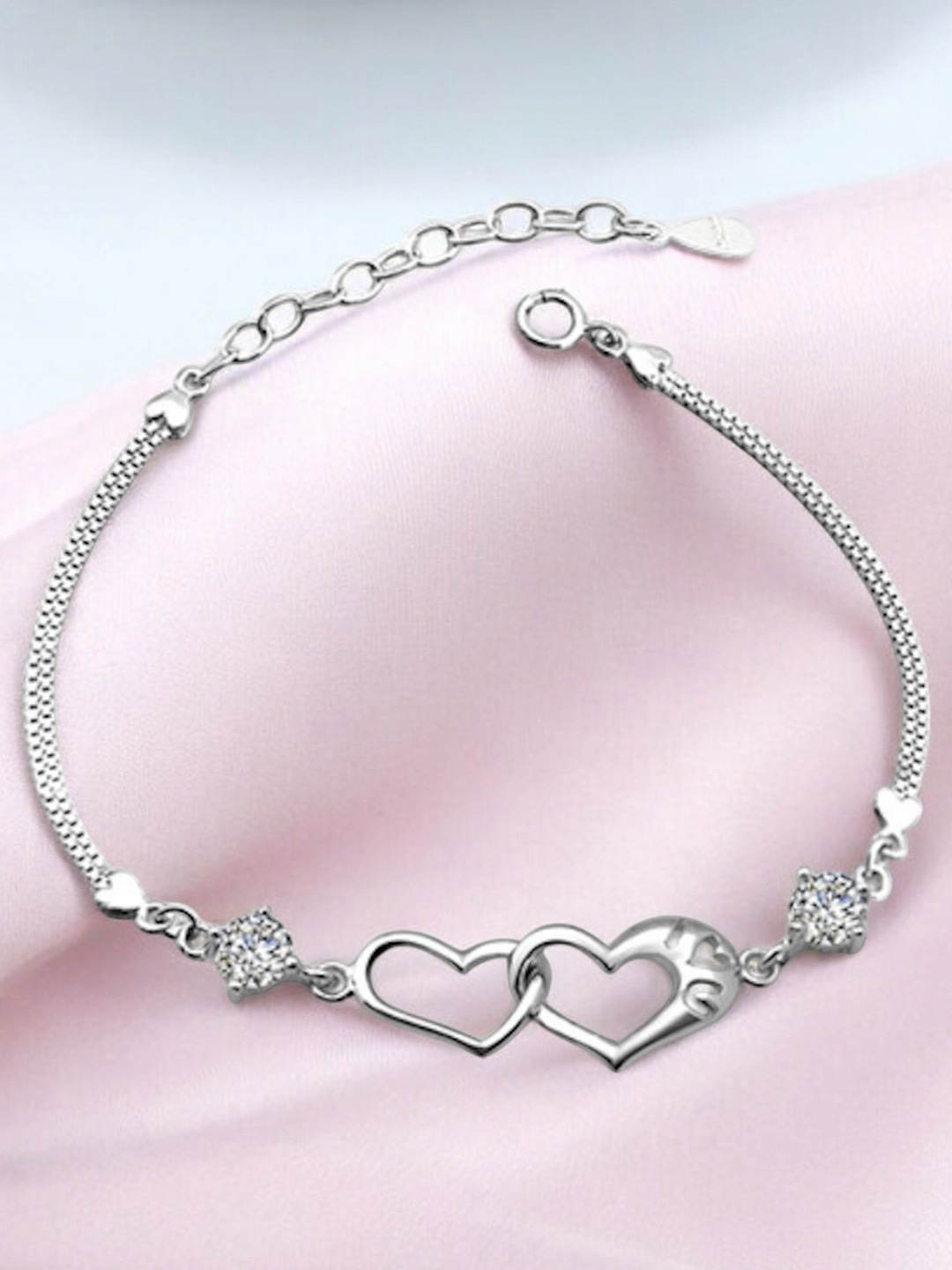 

Nilu's Collection Women Cubic Zirconia Silver-Plated Wraparound Bracelet
