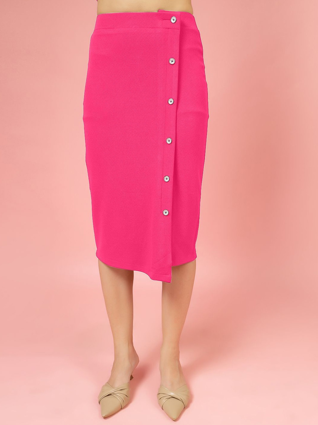 

Oomph! Pencil Straight Midi Skirt, Pink