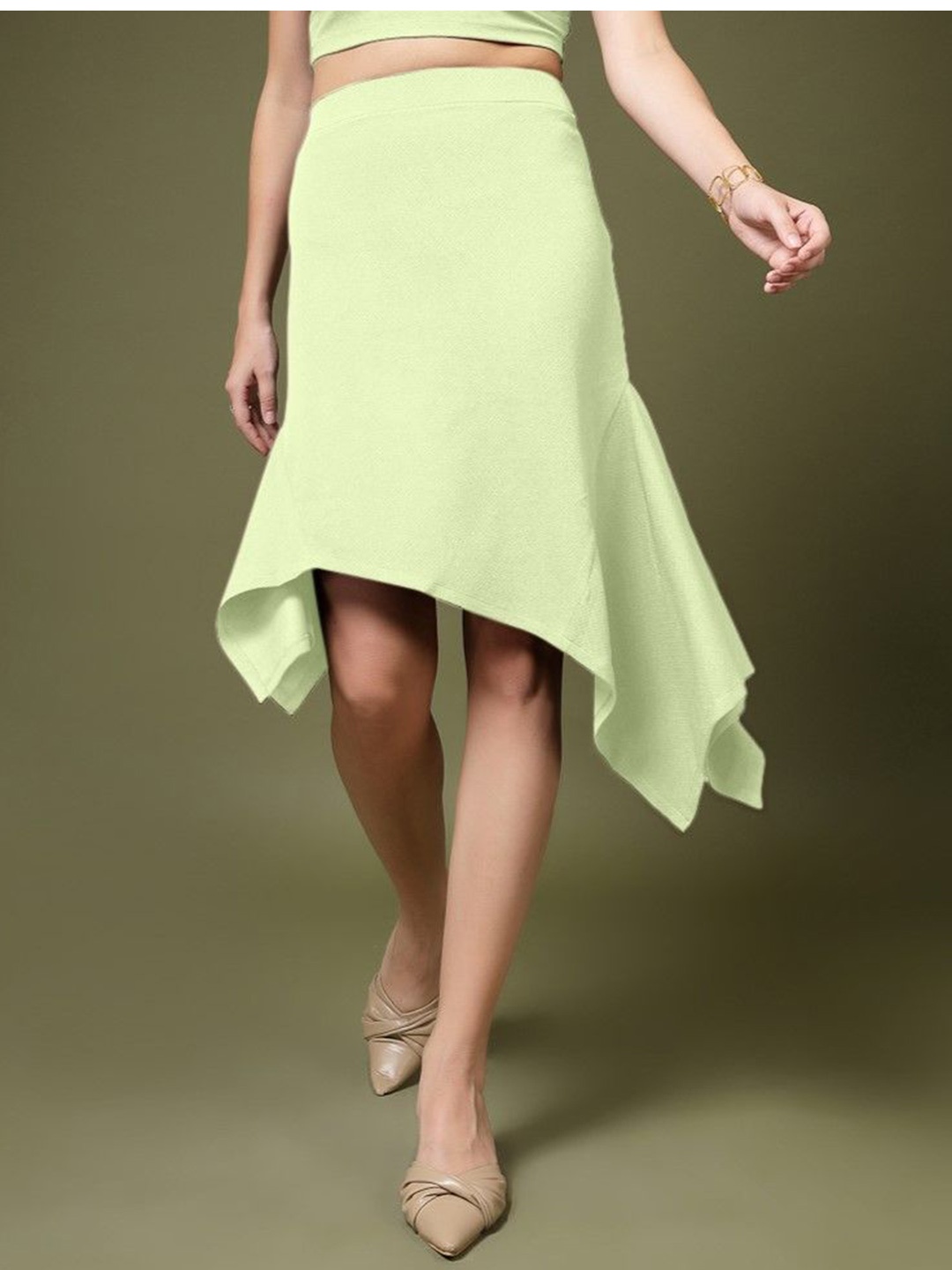 

Oomph! A-Line Knee Length Skirt, Green