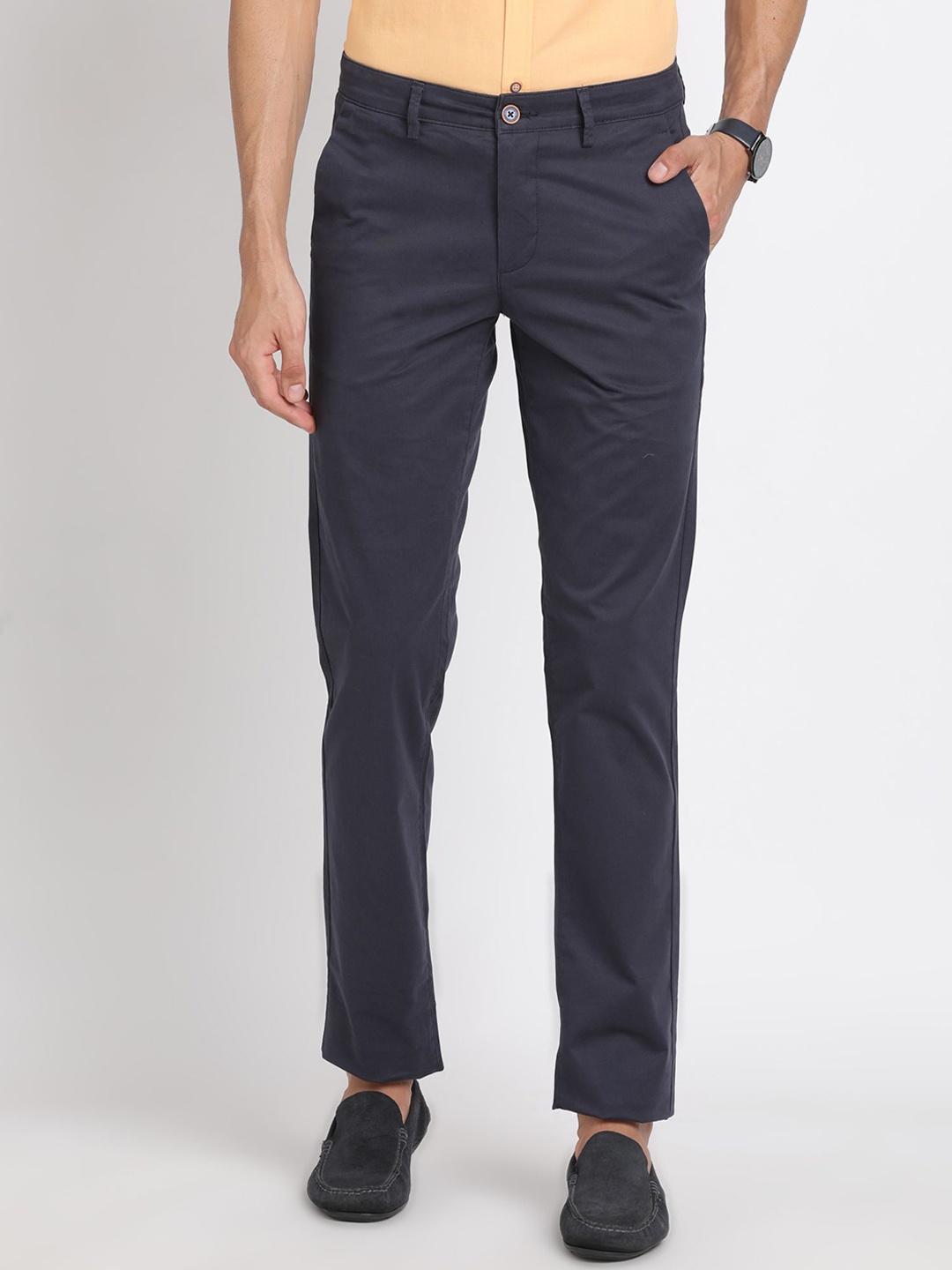 

Turtle Men Cotton Relaxed Skinny Fit Chinos Trousers, Navy blue