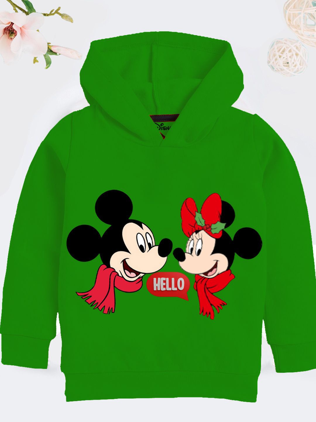 

YK Disney Girls Printed Hooded Sweatshirt, Green