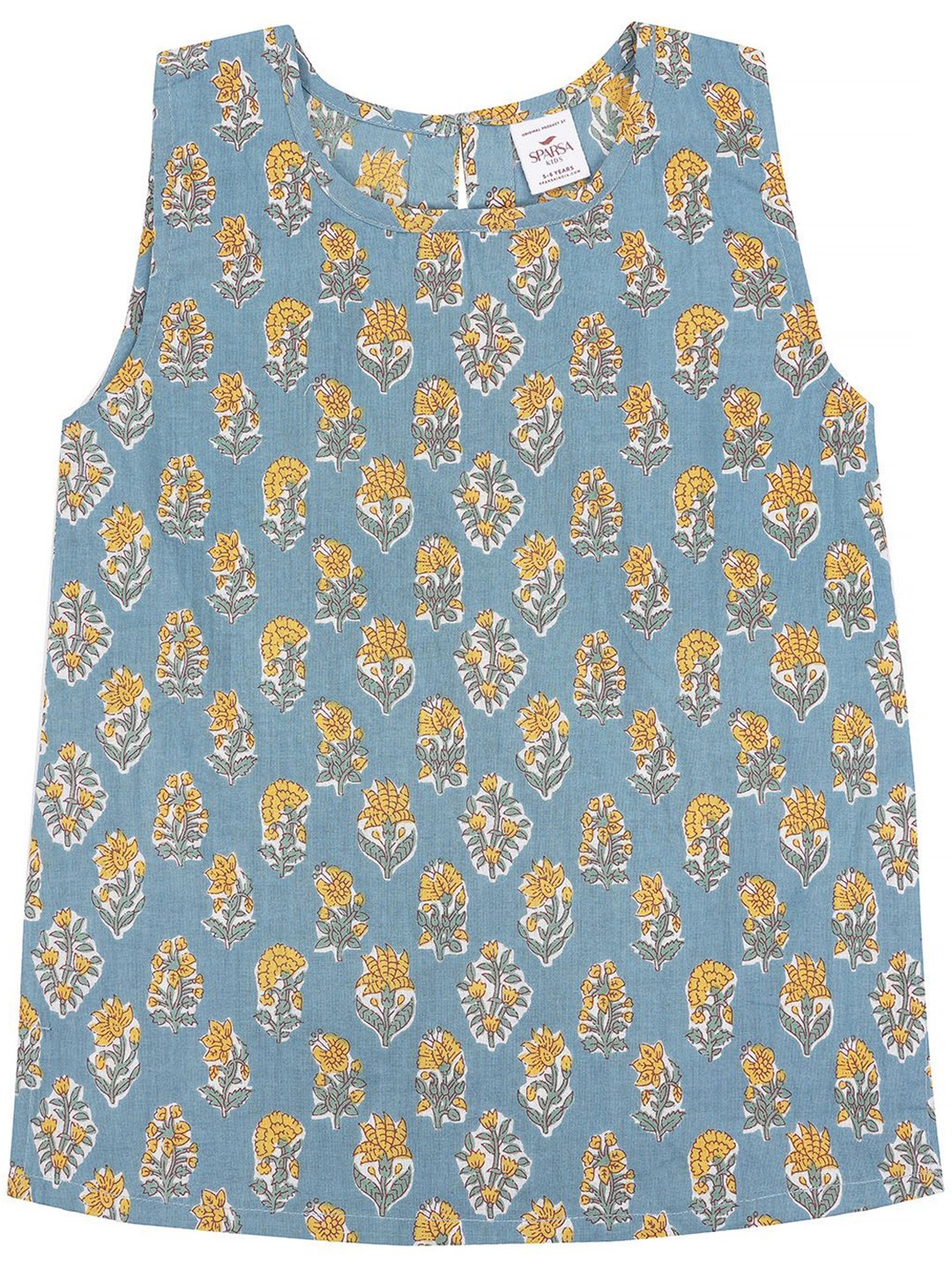 

SPARSA Floral Print Cotton Top, Blue
