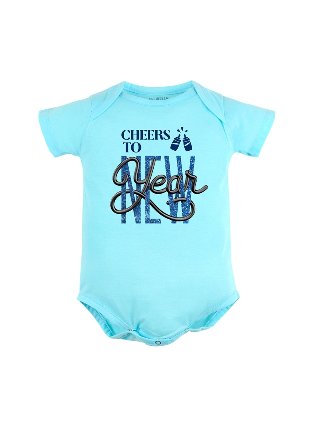 

FFLIRTYGO Infants Printed Pure Cotton Bodysuit, Turquoise blue