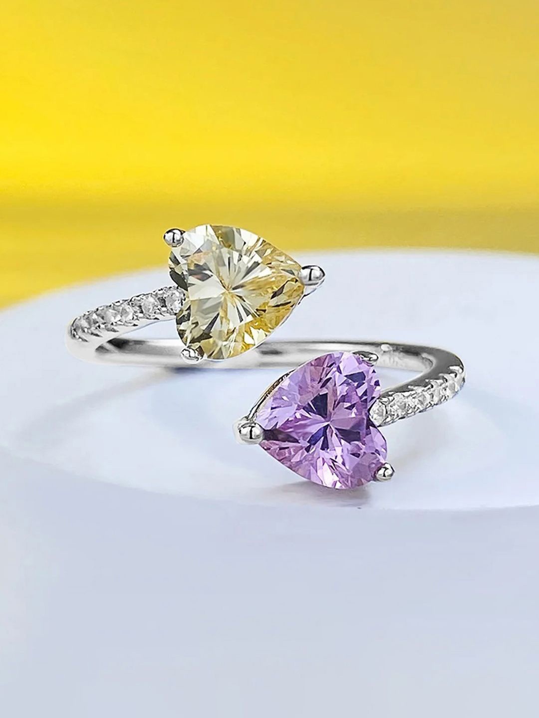 

Jewels Galaxy Silver-Plated Anti Tarnish Crystals Stone-Studded Finger Ring