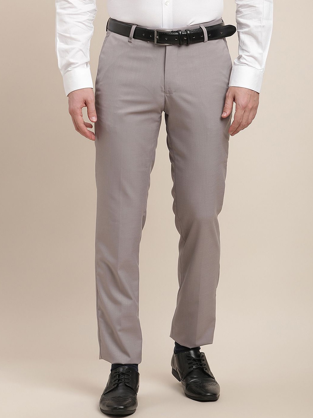 

Turtle Men Tailored Slim Fit Formal Trousers, Grey