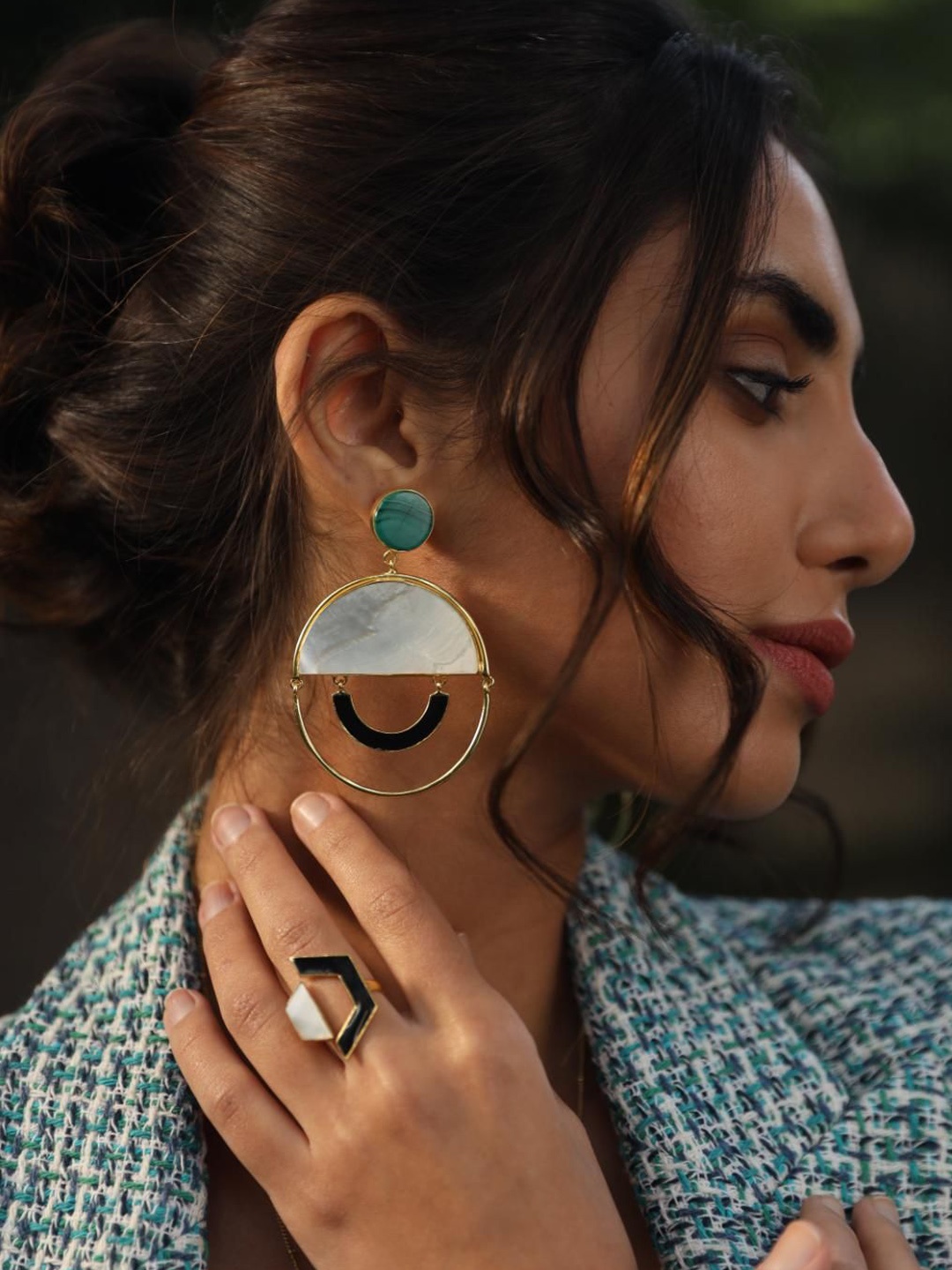 

Varnika Arora Geometric Drop Earrings, White