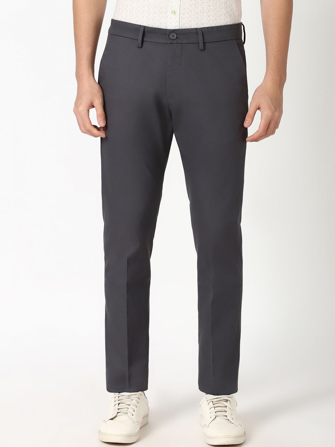 

Peter England Casuals Men Slim Fit Trousers, Grey