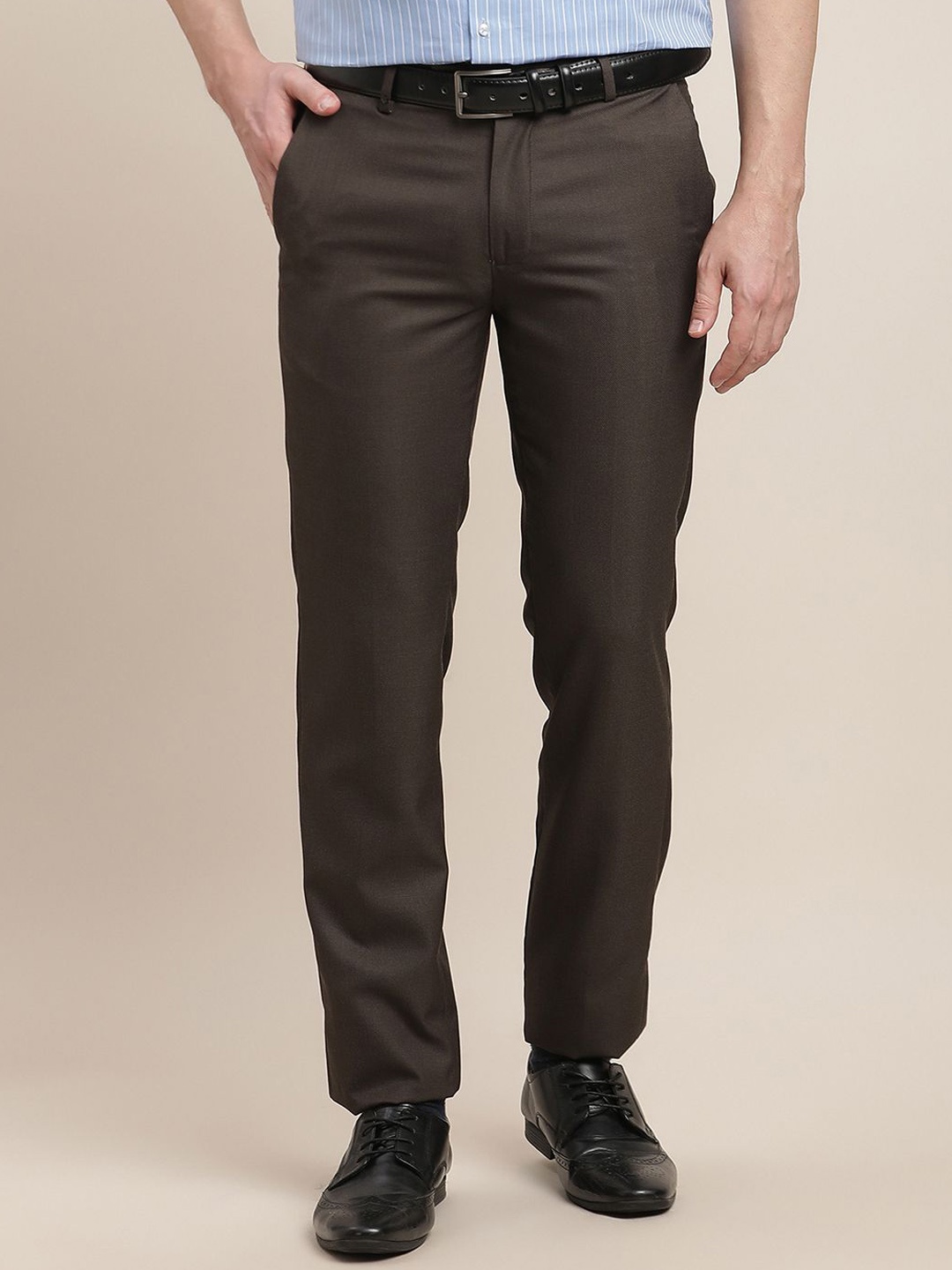

Turtle Men Tailored Slim Fit Formal Trousers, Brown