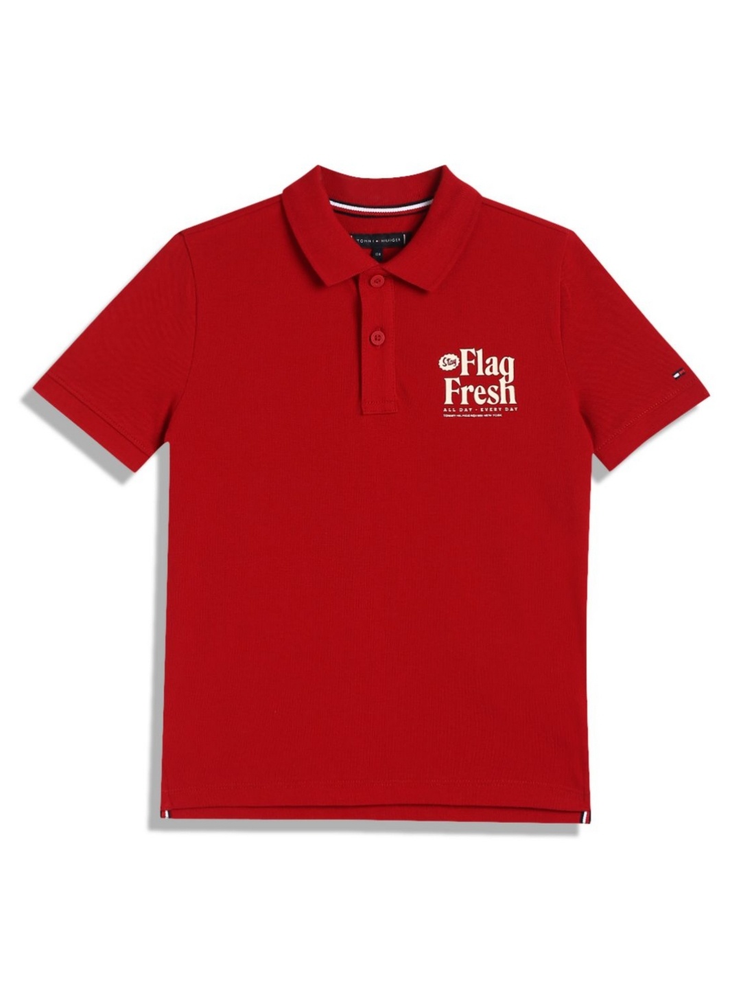 

Tommy Hilfiger Boys Typography Polo Collar Monochrome Applique T-shirt, Red