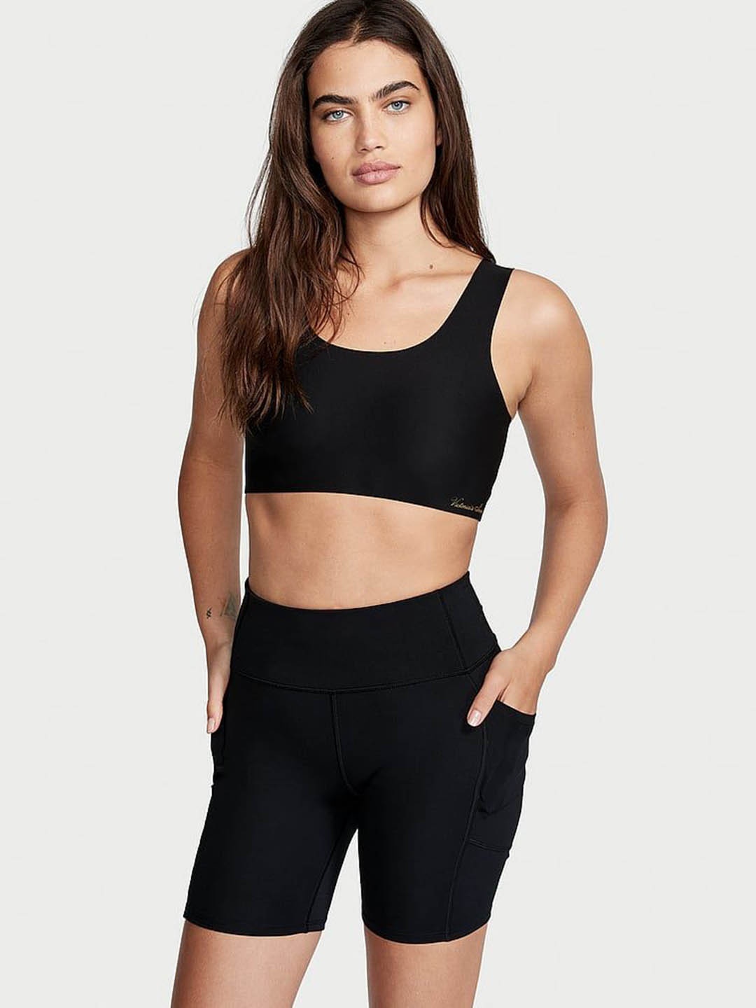 

Victoria's Secret Women Skinny Fit High-Rise Sports Shorts, Black