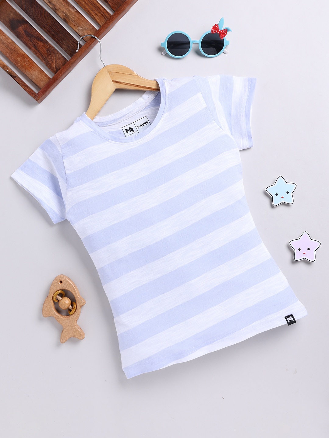 

YK X Minute Mirth Girls Striped Cotton Top, Purple
