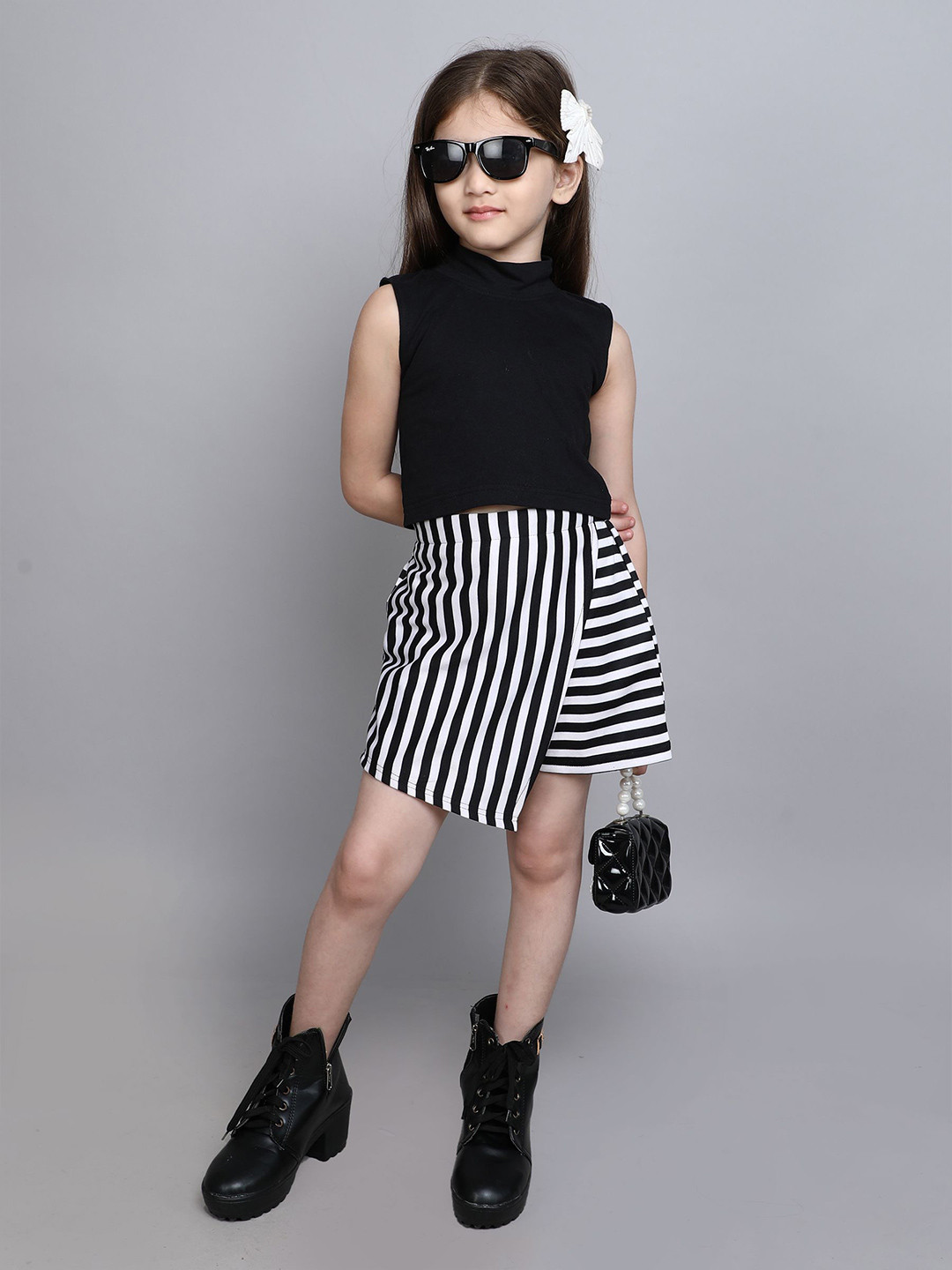 

taffykids Girls Top with Skirt, White