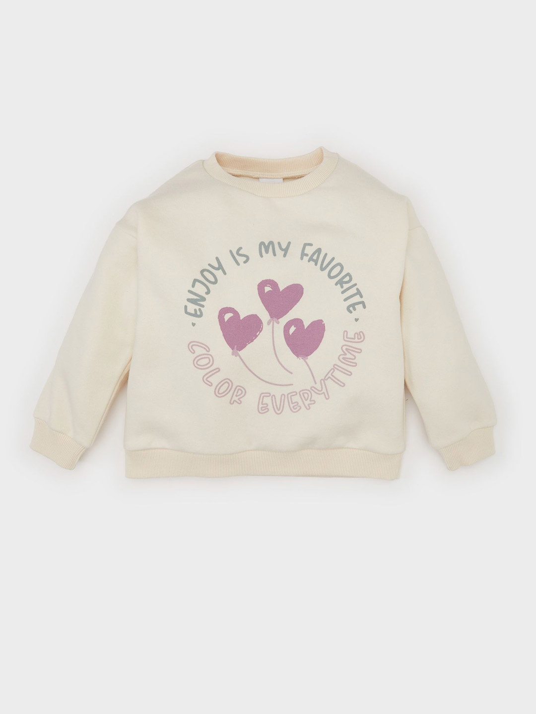 

DeFacto Girls Typography Printed Pullover, Off white
