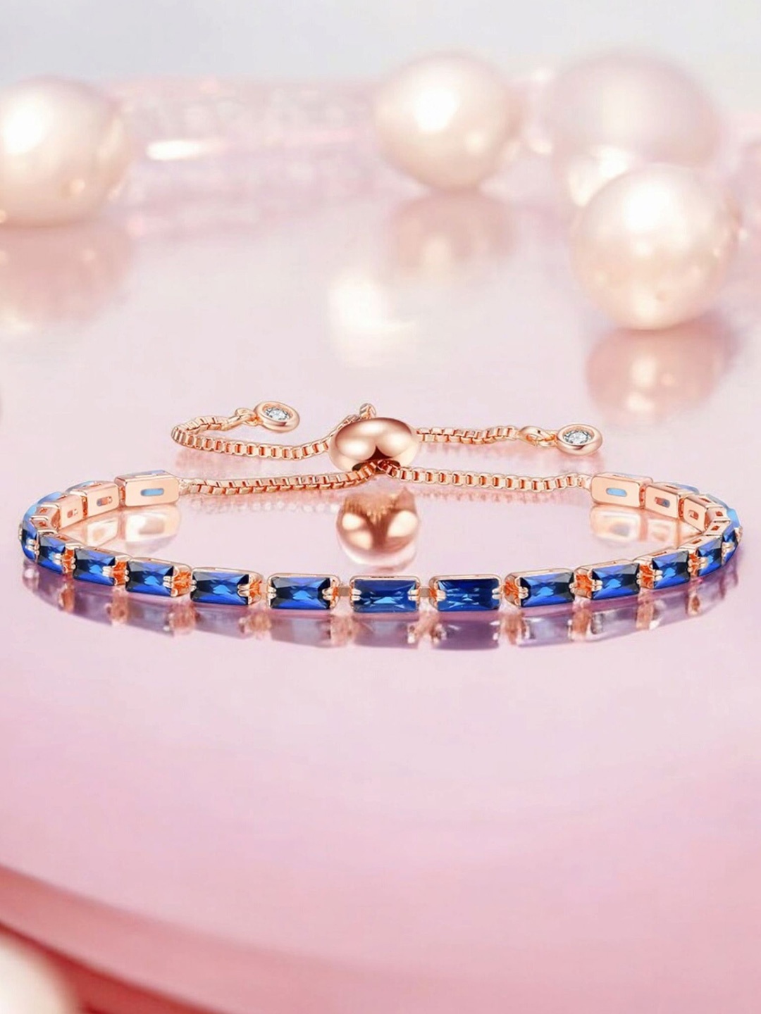 

Nilu's Collection Women Cubic Zirconia Wraparound Bracelet, Rose gold