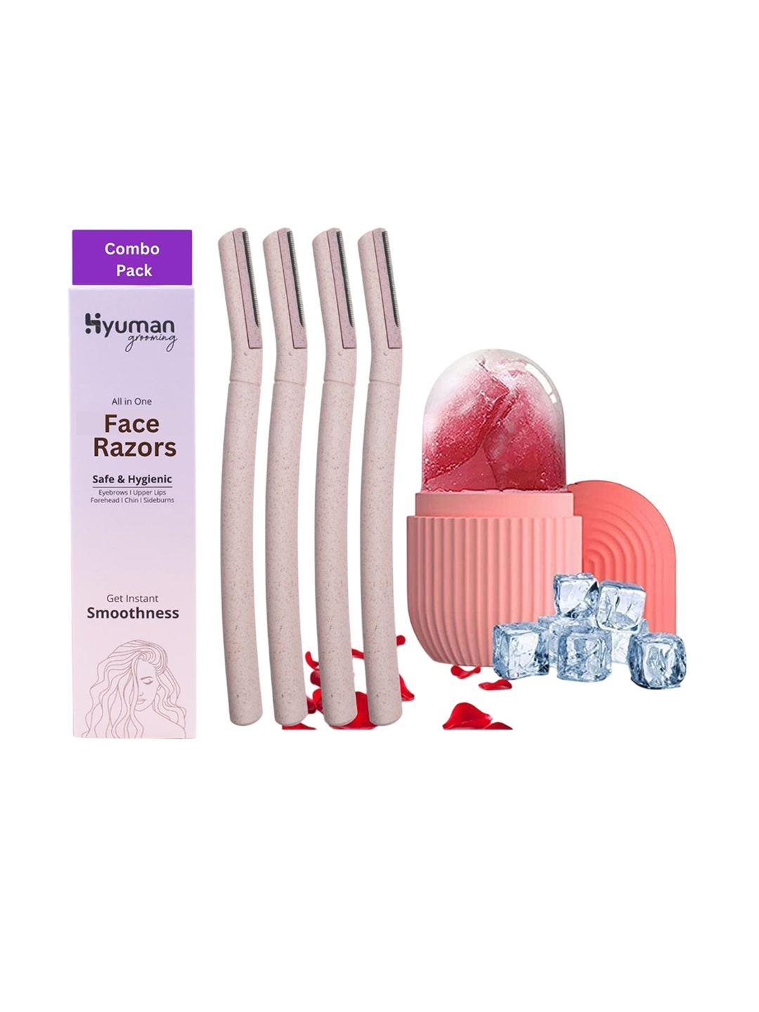 

HYUMAN Set Of 4 Ice Roller Face Razor, Pink