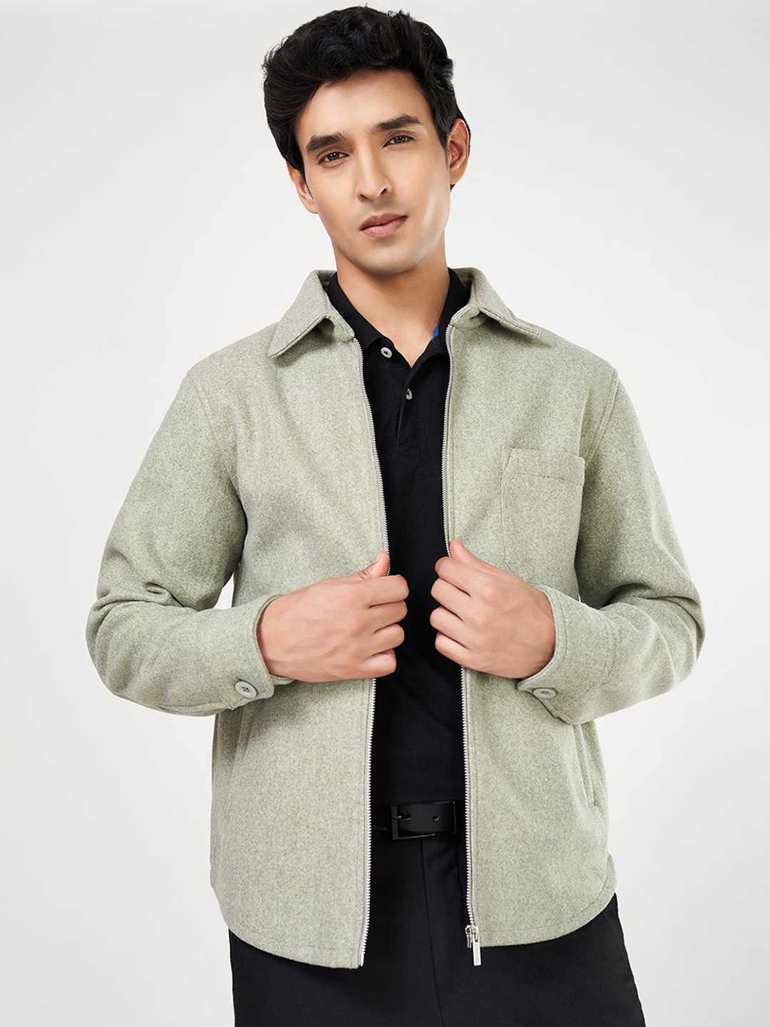 

BYFORD by Pantaloons Men Open Front Jacket, Grey