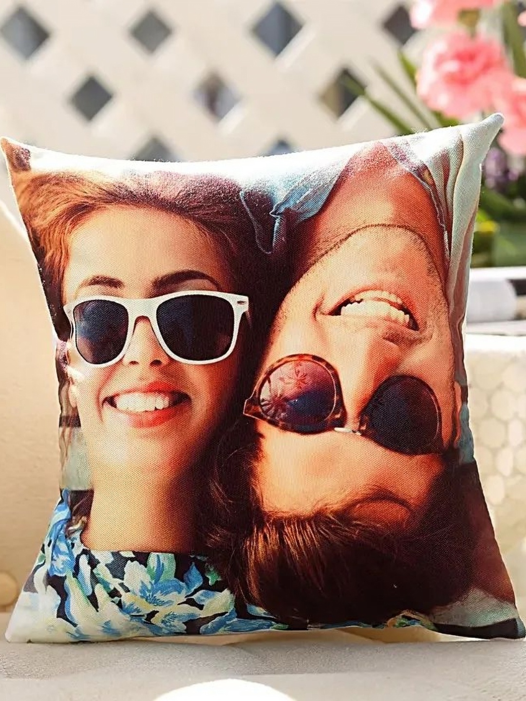

fnp Brown & Blue Printed Square Shaped Cushion